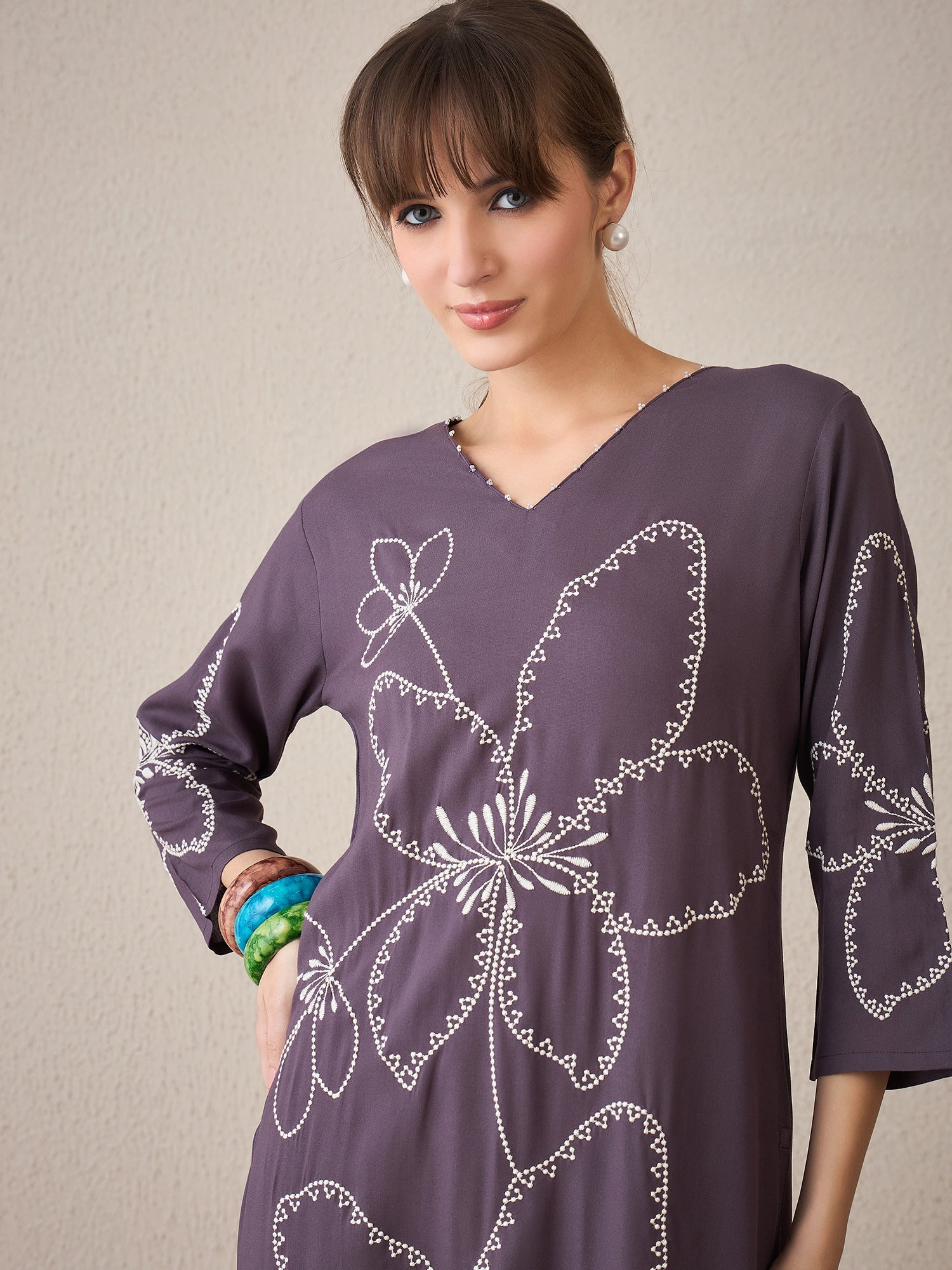 indo era, suit, kurta set for women, indo era kurta, kurta sets for ladies, summer dresses for women, 3 piece suit, cotton kurta set for women, new arrivals, women kurti plazo set, women in suit, kurta suit, floral kurta, short suit, spring summer, Grey suit