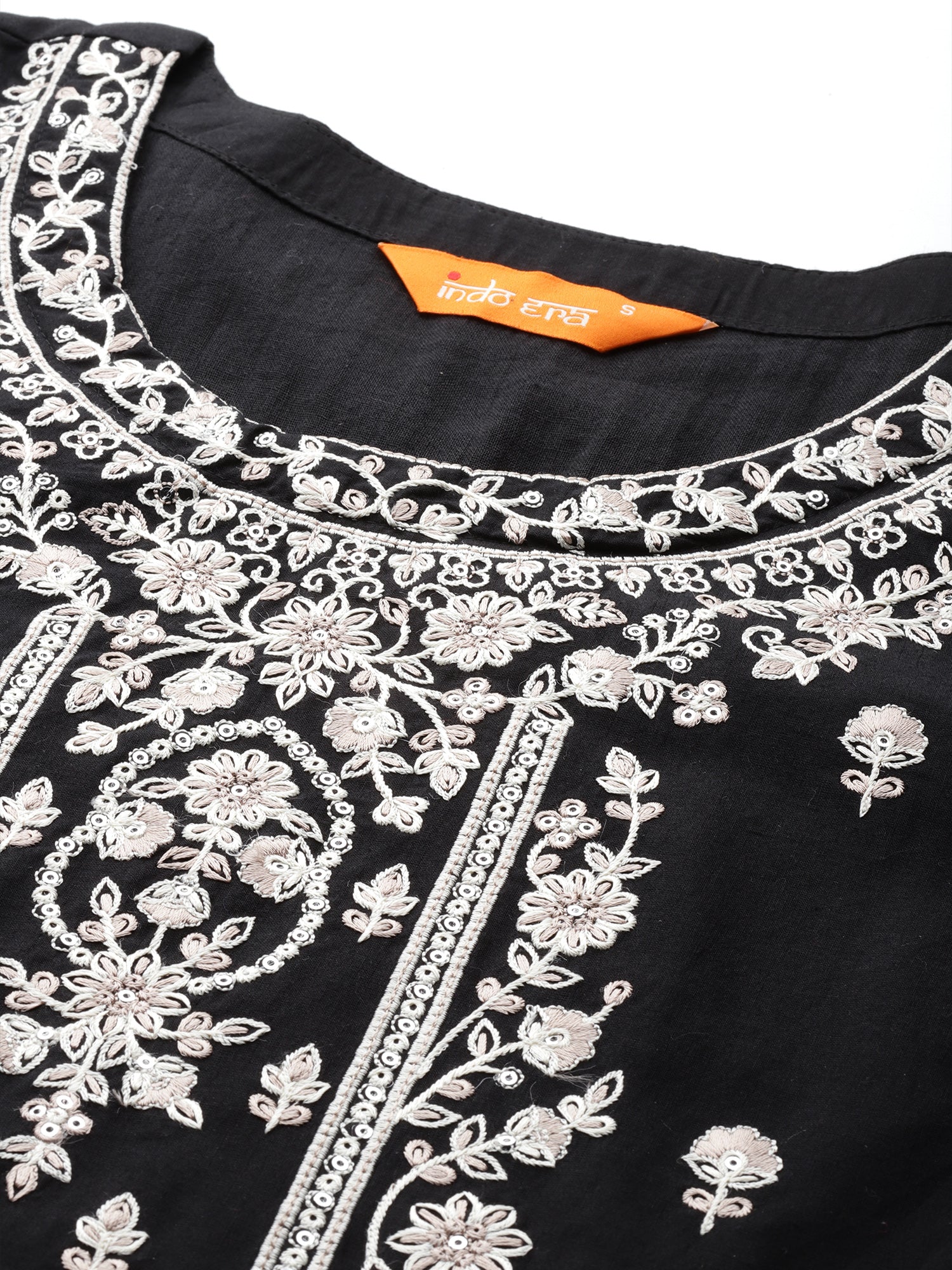 indo era, suit, kurta set for women, indo era kurta, kurta sets for ladies, summer dresses for women, 3 piece suit, cotton kurta set for women, new arrivals, women kurti plazo set, women in suit, kurta suit, floral kurta, short suit, spring summer, Black suit