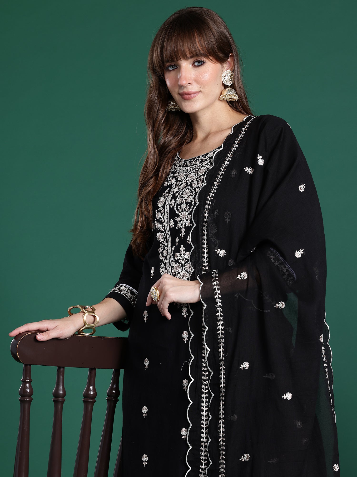 indo era, suit, kurta set for women, indo era kurta, kurta sets for ladies, summer dresses for women, 3 piece suit, cotton kurta set for women, new arrivals, women kurti plazo set, women in suit, kurta suit, floral kurta, short suit, spring summer, Black suit