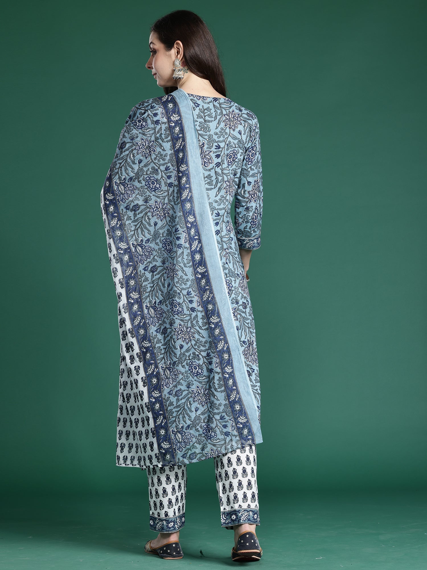 indo era, suit, kurta set for women, indo era kurta, kurta sets for ladies, summer dresses for women, 3 piece suit, cotton kurta set for women, new arrivals, women kurti plazo set, women in suit, kurta suit, floral kurta, short suit, spring summer, Blue suit