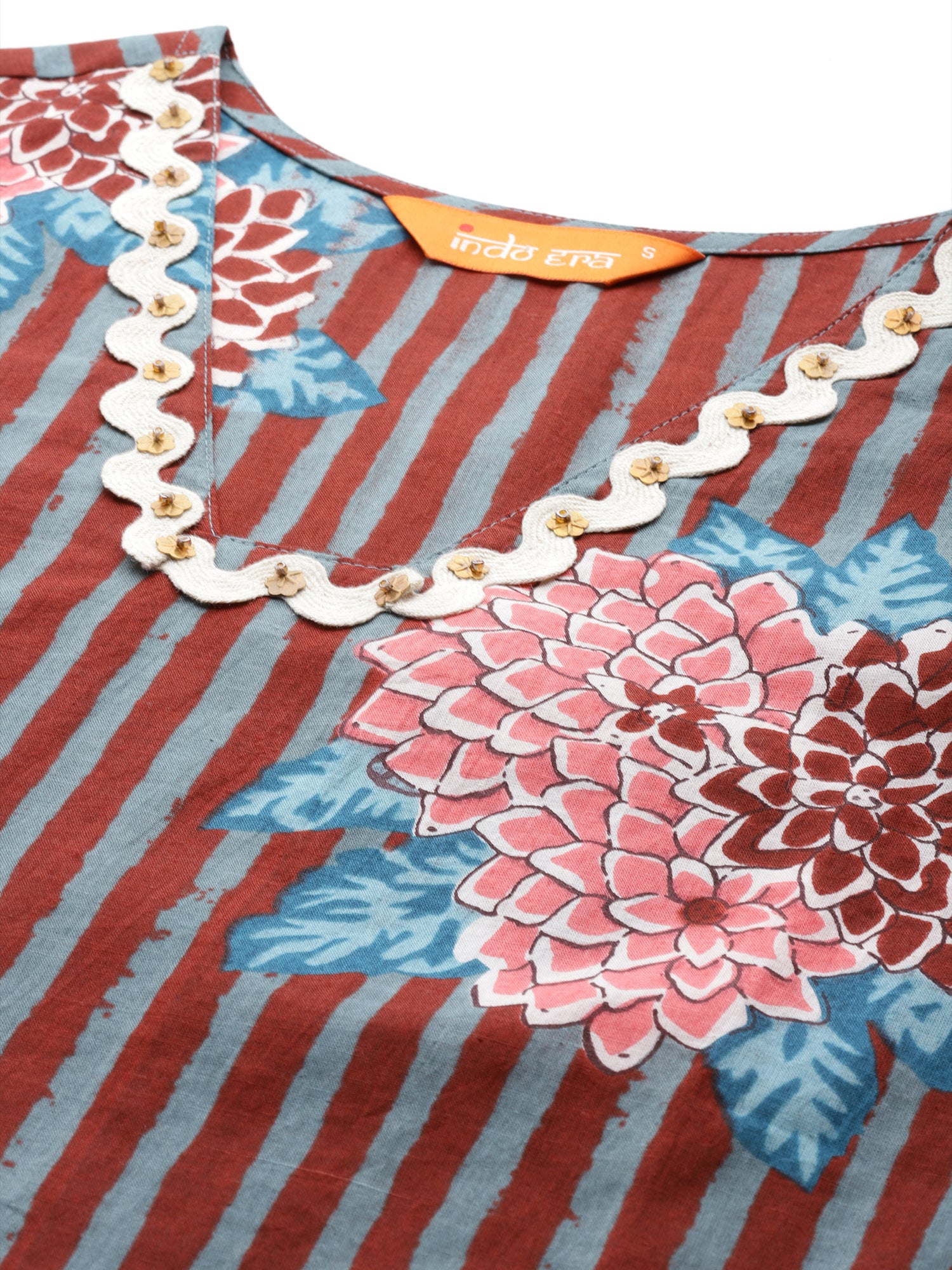 Indo Era Multi Printed Straight Kurta Trousers With Dupatta Set