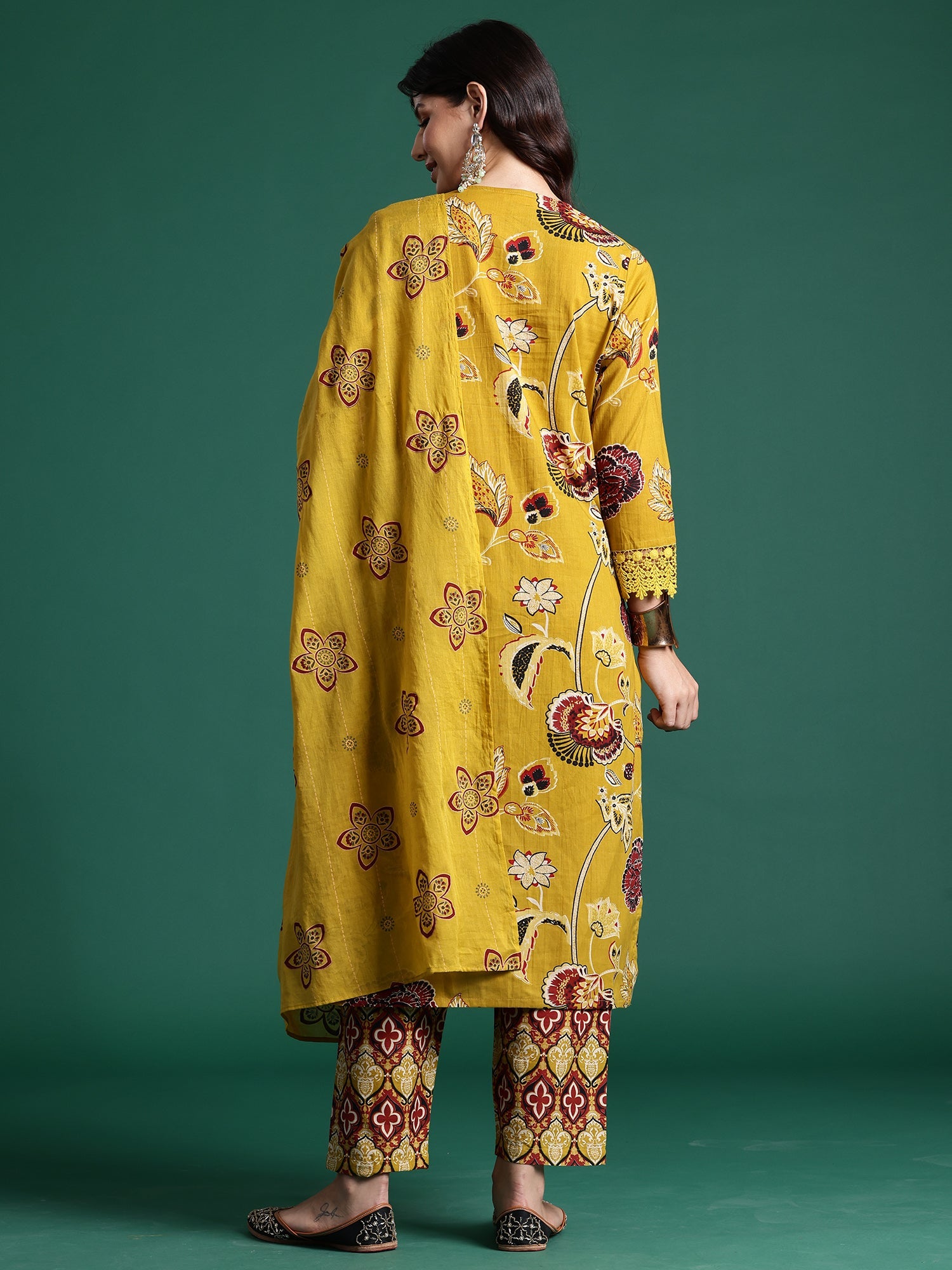 indo era, suit, kurta set for women, indo era kurta, kurta sets for ladies, summer dresses for women, 3 piece suit, cotton kurta set for women, new arrivals, women kurti plazo set, women in suit, kurta suit, floral kurta, short suit, spring summer, Mustard suit