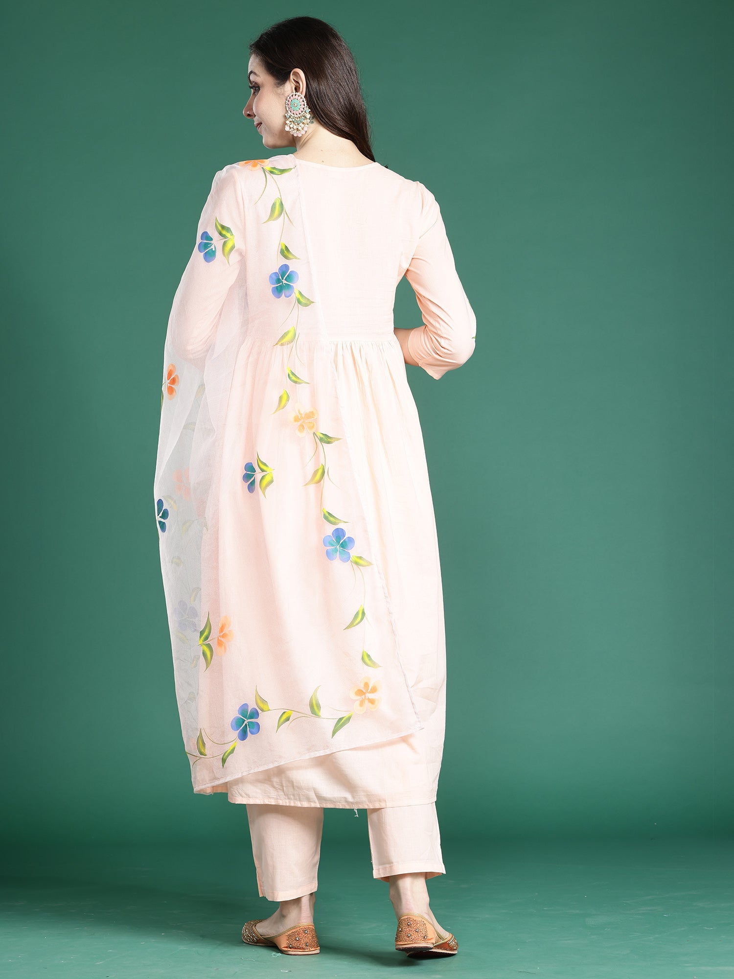 indo era, suit, kurta set for women, indo era kurta, kurta sets for ladies, summer dresses for women, 3 piece suit, cotton kurta set for women, new arrivals, women kurti plazo set, women in suit, kurta suit, floral kurta, short suit, spring summer, Peach suit