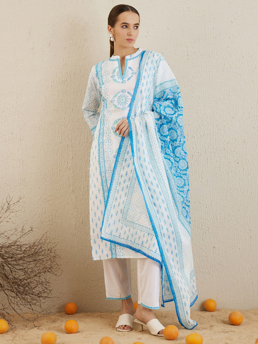Off White Kurta Sets  For women,indo era, indoera, kurta set for women, women kurta set, women suit, summer wear for women, cotton suit set, women cotton kurta, cotton kurta with dupatta