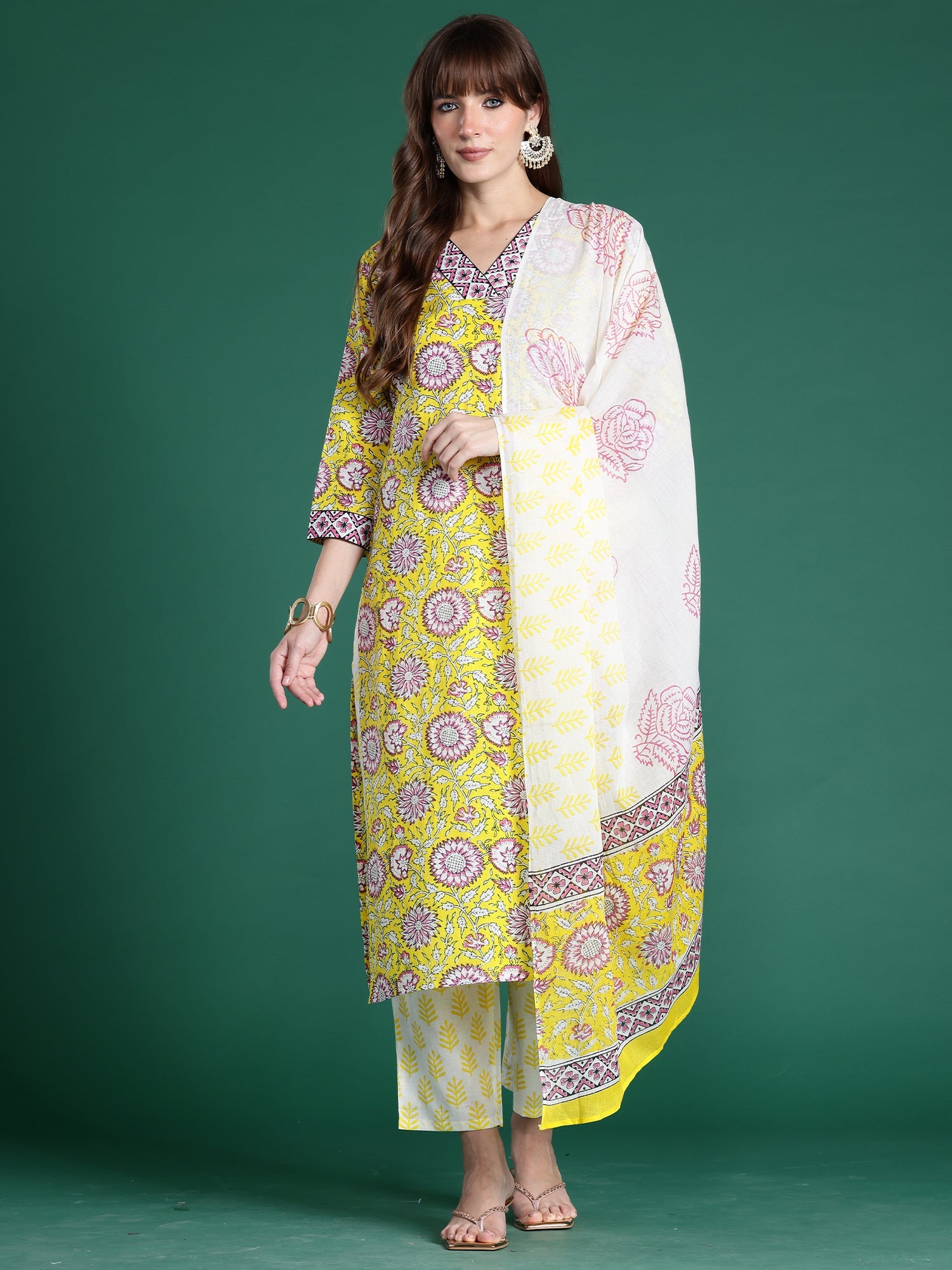 indo era, suit, kurta set for women, indo era kurta, kurta sets for ladies, summer dresses for women, 3 piece suit, cotton kurta set for women, new arrivals, women kurti plazo set, women in suit, kurta suit, floral kurta, short suit, spring summer, Yellow suit