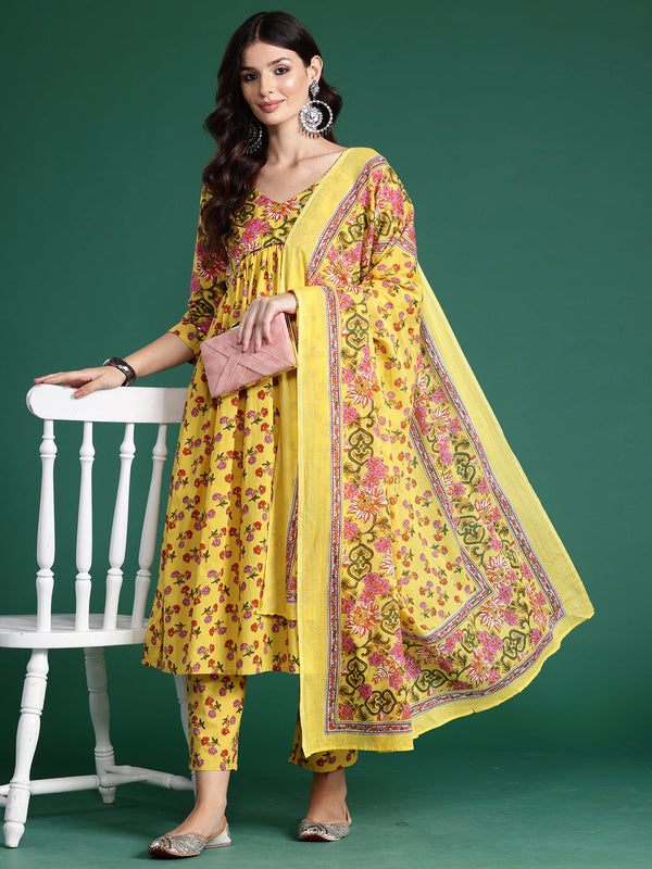 Yellow Kurta Sets  For women,indo era, indoera, kurta set for women, women kurta set, women suit, summer wear for women, cotton suit set, women cotton kurta, cotton kurta with dupatta