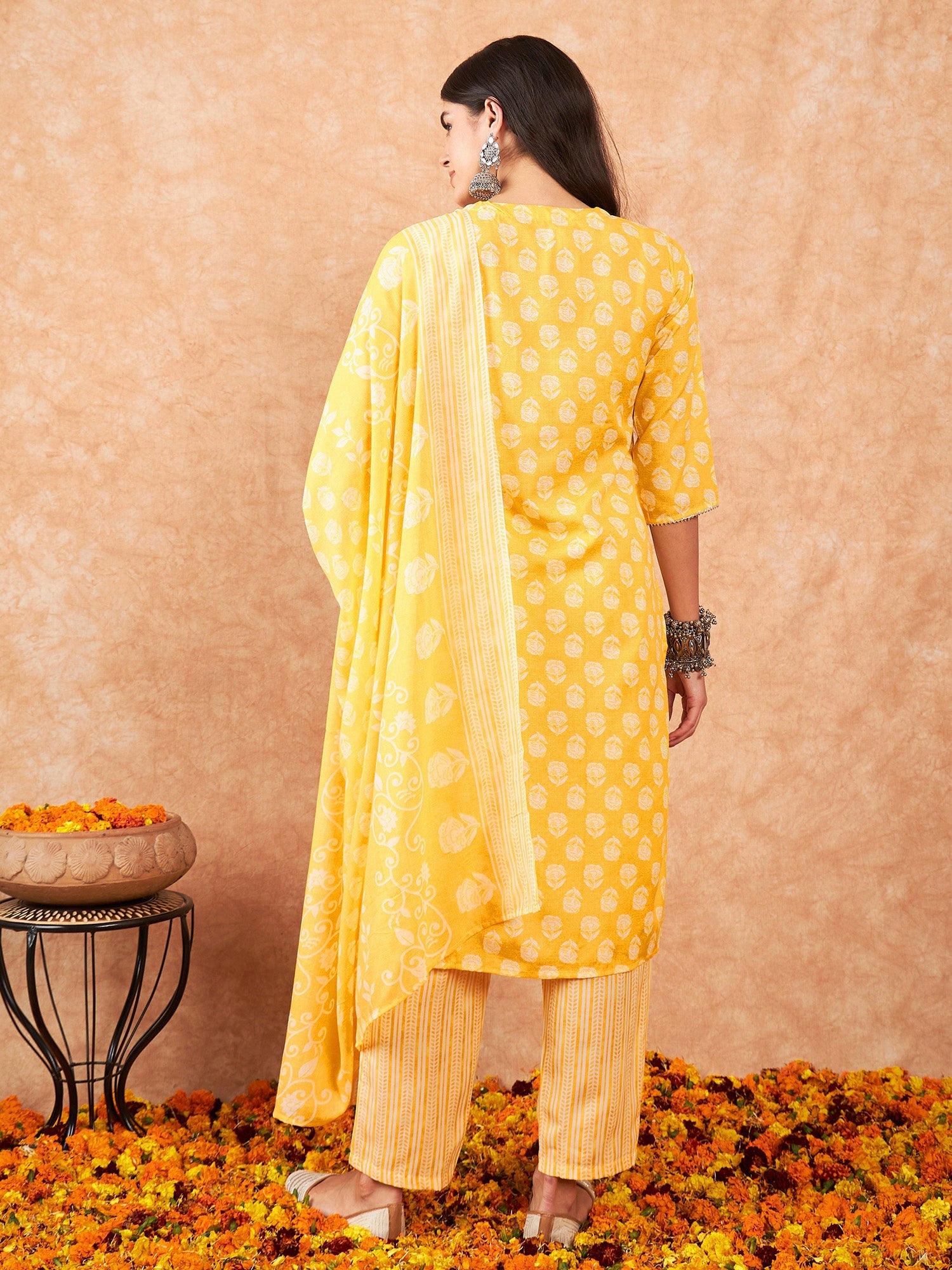 Yellow Kurta Sets  For women,indo era, indoera, kurta set for women, women kurta set, women suit, summer wear for women, cotton suit set, women cotton kurta, cotton kurta with dupatta