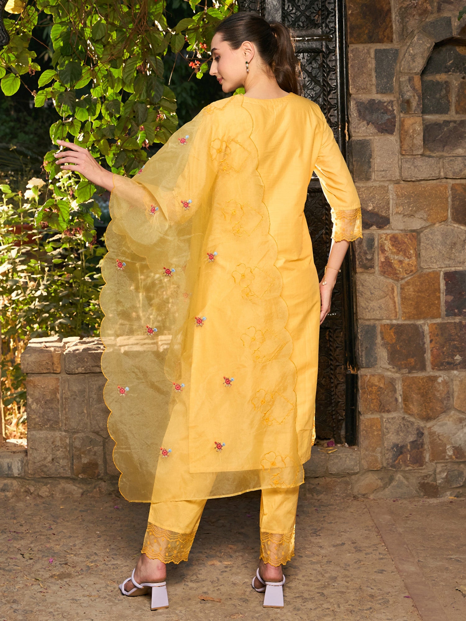 Yellow Kurta Sets  For women,indo era, indoera, kurta set for women, women kurta set, women suit, summer wear for women, cotton suit set, women cotton kurta, cotton kurta with dupatta