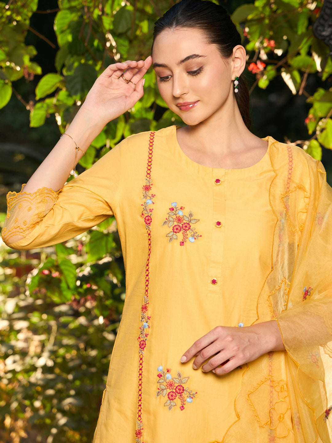 Yellow Kurta Sets  For women,indo era, indoera, kurta set for women, women kurta set, women suit, summer wear for women, cotton suit set, women cotton kurta, cotton kurta with dupatta