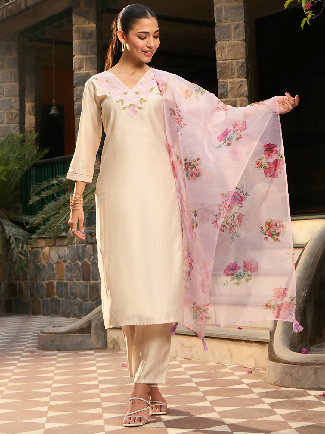 Off White Kurta Sets  For women,indo era, indoera, kurta set for women, women kurta set, women suit, summer wear for women, festive suit for women, mother's day outfit, dress for mother, mother's day special, kurta set for women, kurta for women, kurta trouser and dupatta