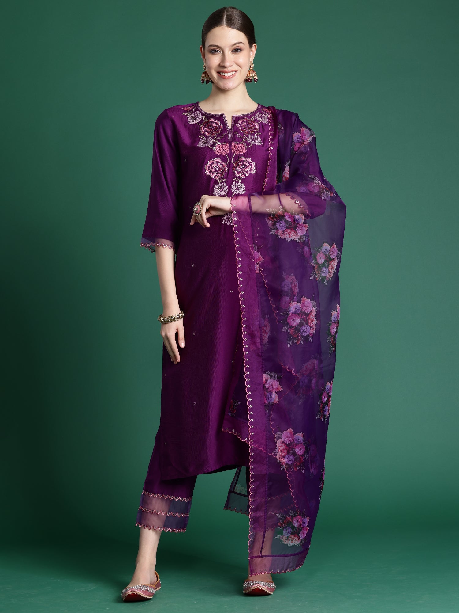 indo era, suit, kurta set for women, indo era kurta, kurta sets for ladies, summer dresses for women, 3 piece suit, cotton kurta set for women, new arrivals, women kurti plazo set, women in suit, kurta suit, floral kurta, short suit, spring summer, Purple suit