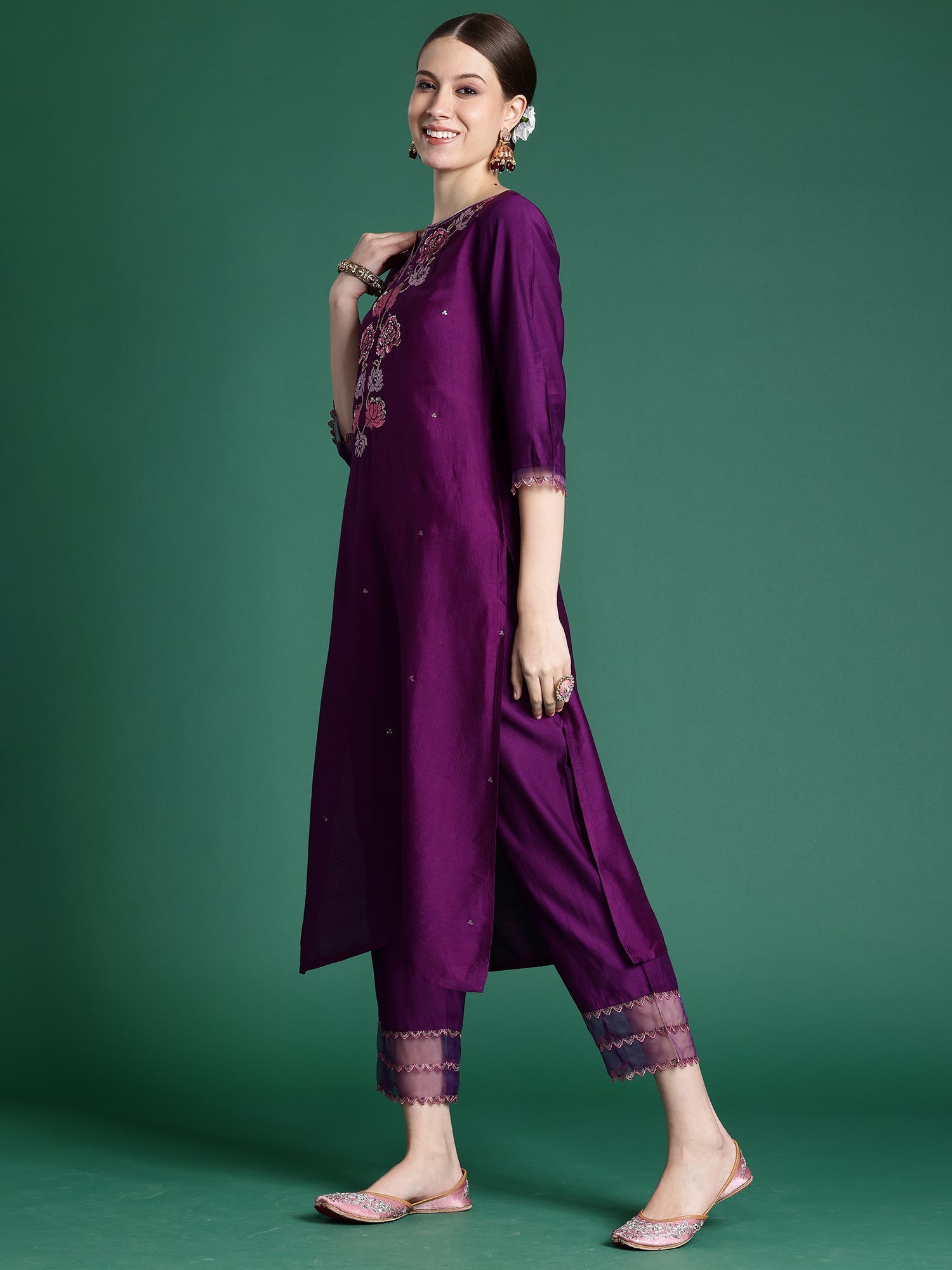 indo era, suit, kurta set for women, indo era kurta, kurta sets for ladies, summer dresses for women, 3 piece suit, cotton kurta set for women, new arrivals, women kurti plazo set, women in suit, kurta suit, floral kurta, short suit, spring summer, Purple suit