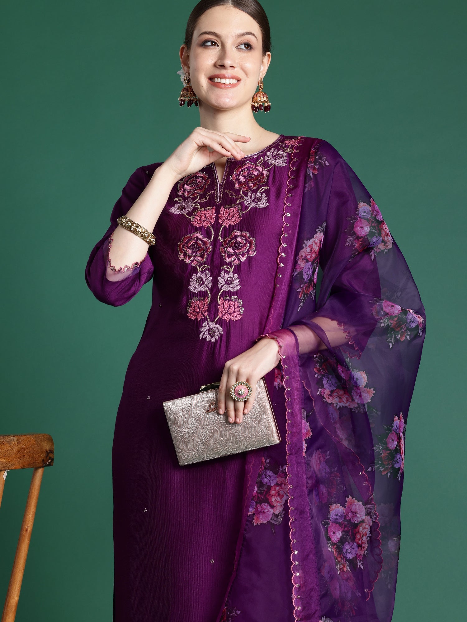 indo era, suit, kurta set for women, indo era kurta, kurta sets for ladies, summer dresses for women, 3 piece suit, cotton kurta set for women, new arrivals, women kurti plazo set, women in suit, kurta suit, floral kurta, short suit, spring summer, Purple suit