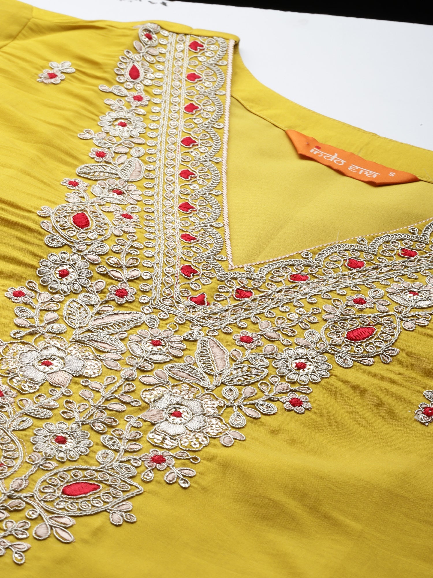 indo era, suit, kurta set for women, indo era kurta, kurta sets for ladies, summer dresses for women, 3 piece suit, cotton kurta set for women, new arrivals, women kurti plazo set, women in suit, kurta suit, floral kurta, short suit, spring summer, Mustard suit
