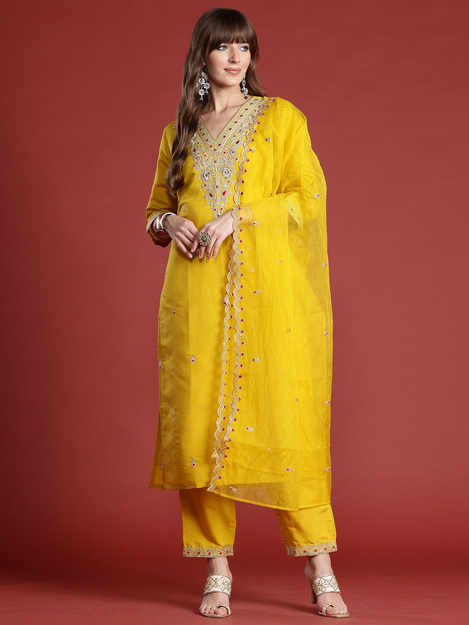 indo era, suit, kurta set for women, indo era kurta, kurta sets for ladies, summer dresses for women, 3 piece suit, cotton kurta set for women, new arrivals, women kurti plazo set, women in suit, kurta suit, floral kurta, short suit, spring summer, Mustard suit