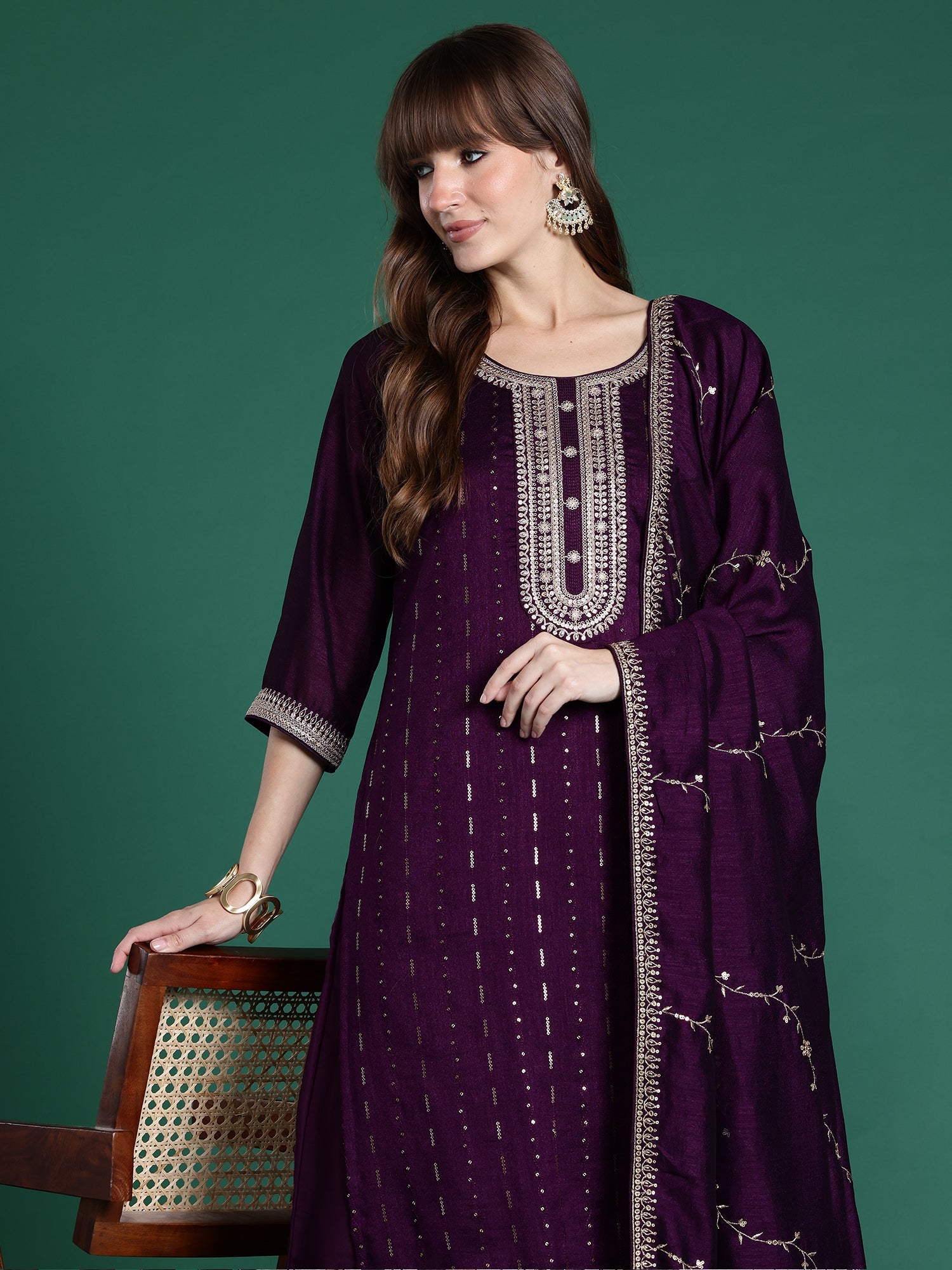 indo era, suit, kurta set for women, indo era kurta, kurta sets for ladies, summer dresses for women, 3 piece suit, cotton kurta set for women, new arrivals, women kurti plazo set, women in suit, kurta suit, floral kurta, short suit, spring summer, Purple suit