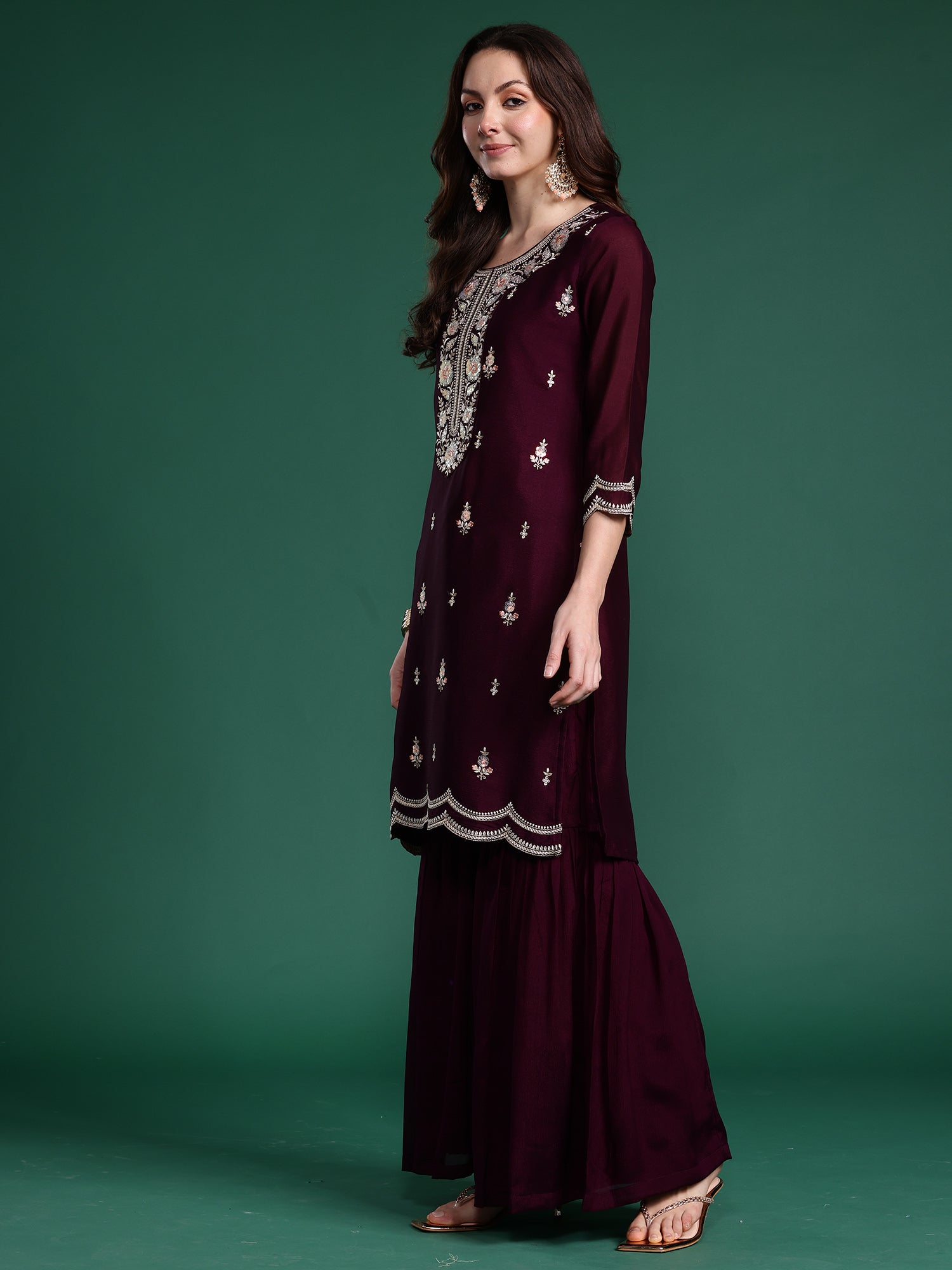 indo era, suit, kurta set for women, indo era kurta, kurta sets for ladies, summer dresses for women, 3 piece suit, cotton kurta set for women, new arrivals, women kurti plazo set, women in suit, kurta suit, floral kurta, short suit, spring summer, Burgundy suit