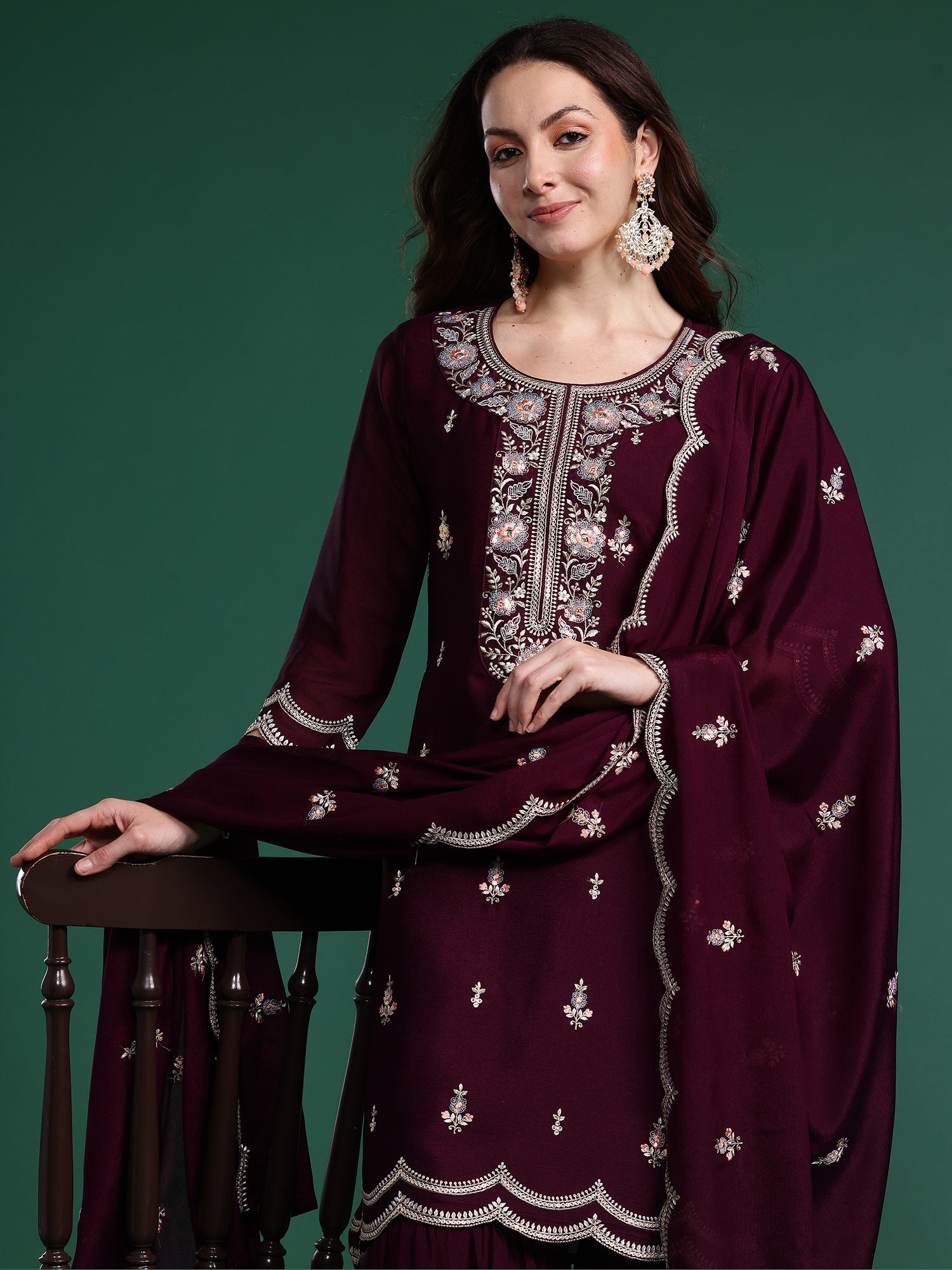 indo era, suit, kurta set for women, indo era kurta, kurta sets for ladies, summer dresses for women, 3 piece suit, cotton kurta set for women, new arrivals, women kurti plazo set, women in suit, kurta suit, floral kurta, short suit, spring summer, Burgundy suit