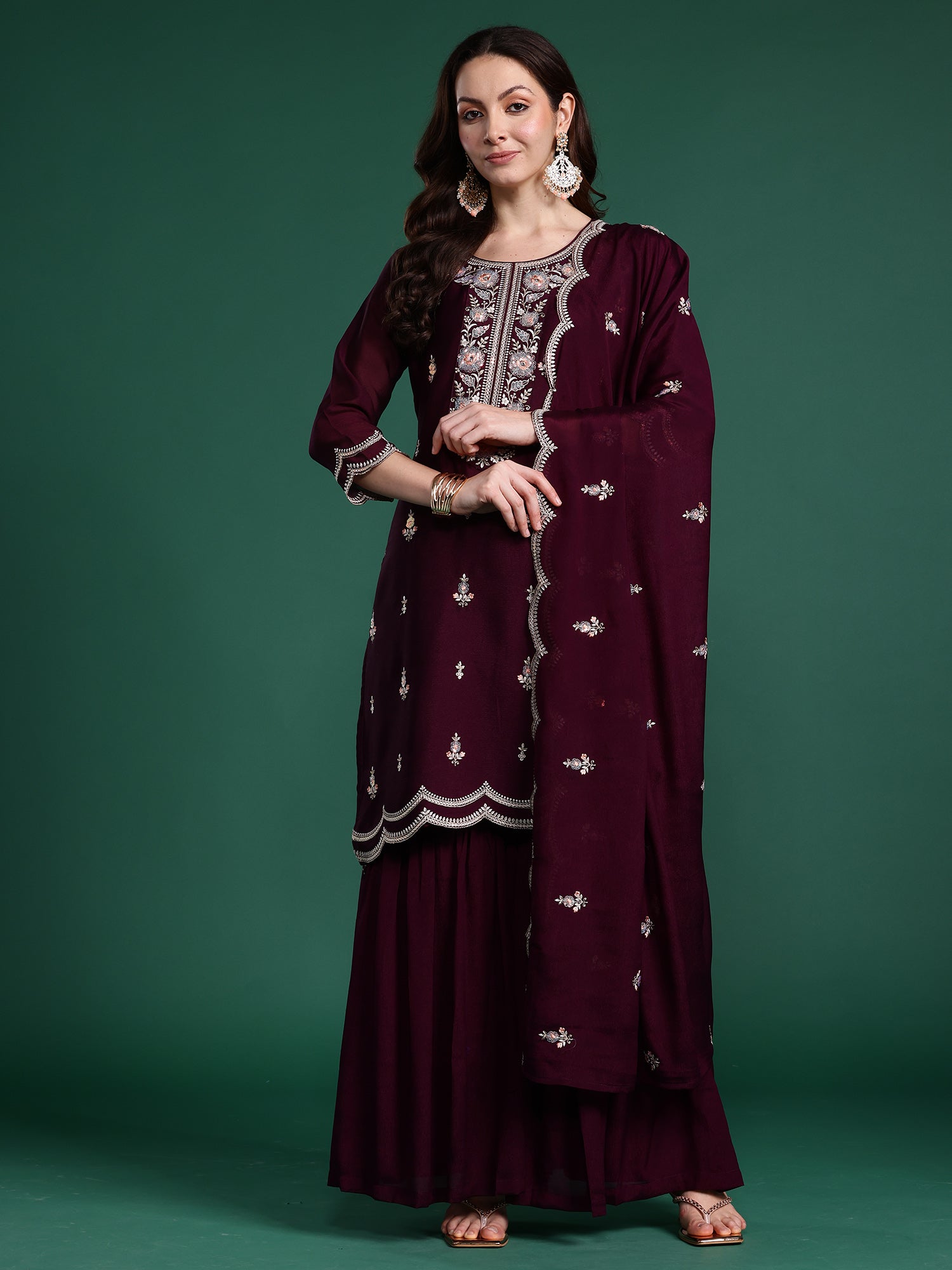 indo era, suit, kurta set for women, indo era kurta, kurta sets for ladies, summer dresses for women, 3 piece suit, cotton kurta set for women, new arrivals, women kurti plazo set, women in suit, kurta suit, floral kurta, short suit, spring summer, Burgundy suit