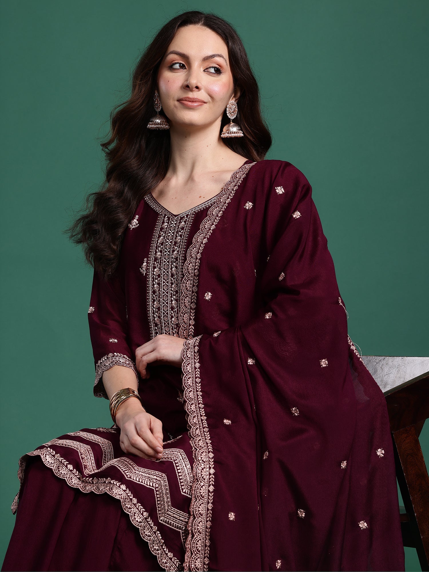 indo era, suit, kurta set for women, indo era kurta, kurta sets for ladies, summer dresses for women, 3 piece suit, cotton kurta set for women, new arrivals, women kurti plazo set, women in suit, kurta suit, floral kurta, short suit, spring summer, Burgundy suit