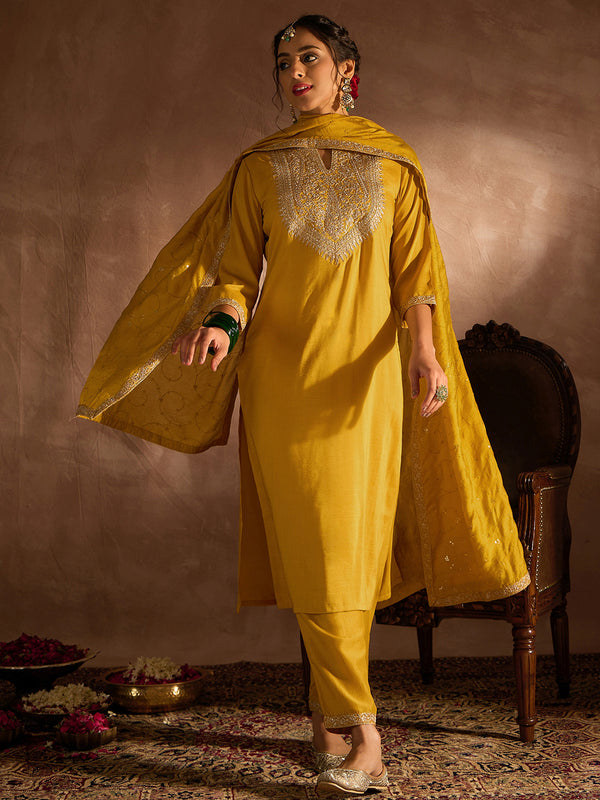 Yellow Kurta Sets  For women,indo era, indoera, kurta set for women, women kurta set, women suit, summer wear for women, festive suit for women, mother's day outfit, dress for mother, mother's day special, kurta set for women, kurta for women, kurta trouser and dupatta