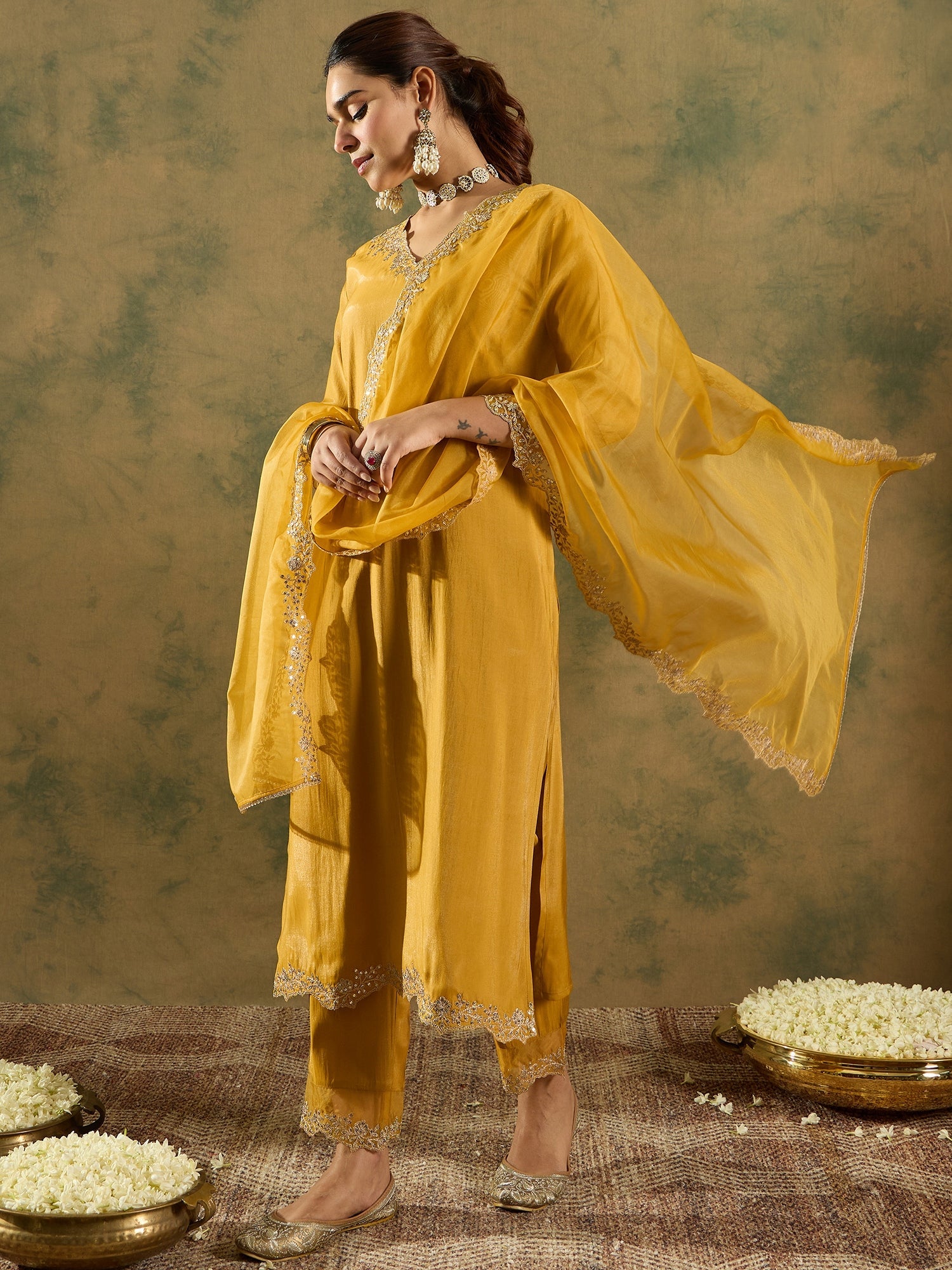 indo era, suit, kurta set for women, indo era kurta, kurta sets for ladies, summer dresses for women, 3 piece suit, cotton kurta set for women, new arrivals, women kurti plazo set, women in suit, kurta suit, floral kurta, short suit, spring summer, Yellow suit