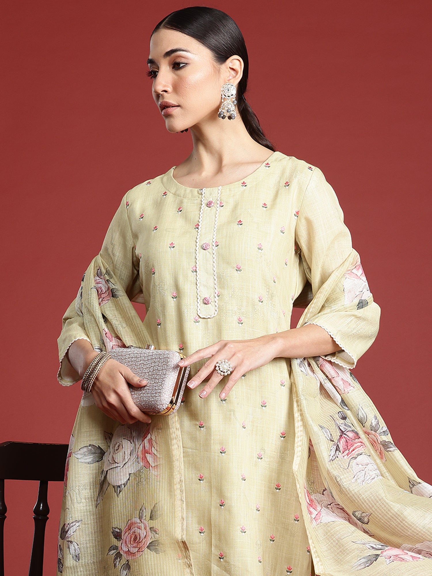 indo era, suit, kurta set for women, indo era kurta, kurta sets for ladies, summer dresses for women, 3 piece suit, cotton kurta set for women, new arrivals, women kurti plazo set, women in suit, kurta suit, floral kurta, short suit, spring summer, Yellow suit