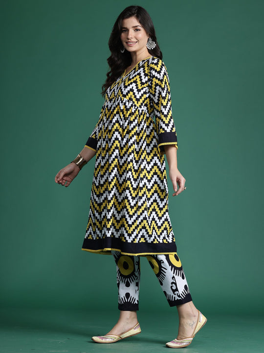 Indo Era Multi Printed A-Line Kurta Trousers  Set