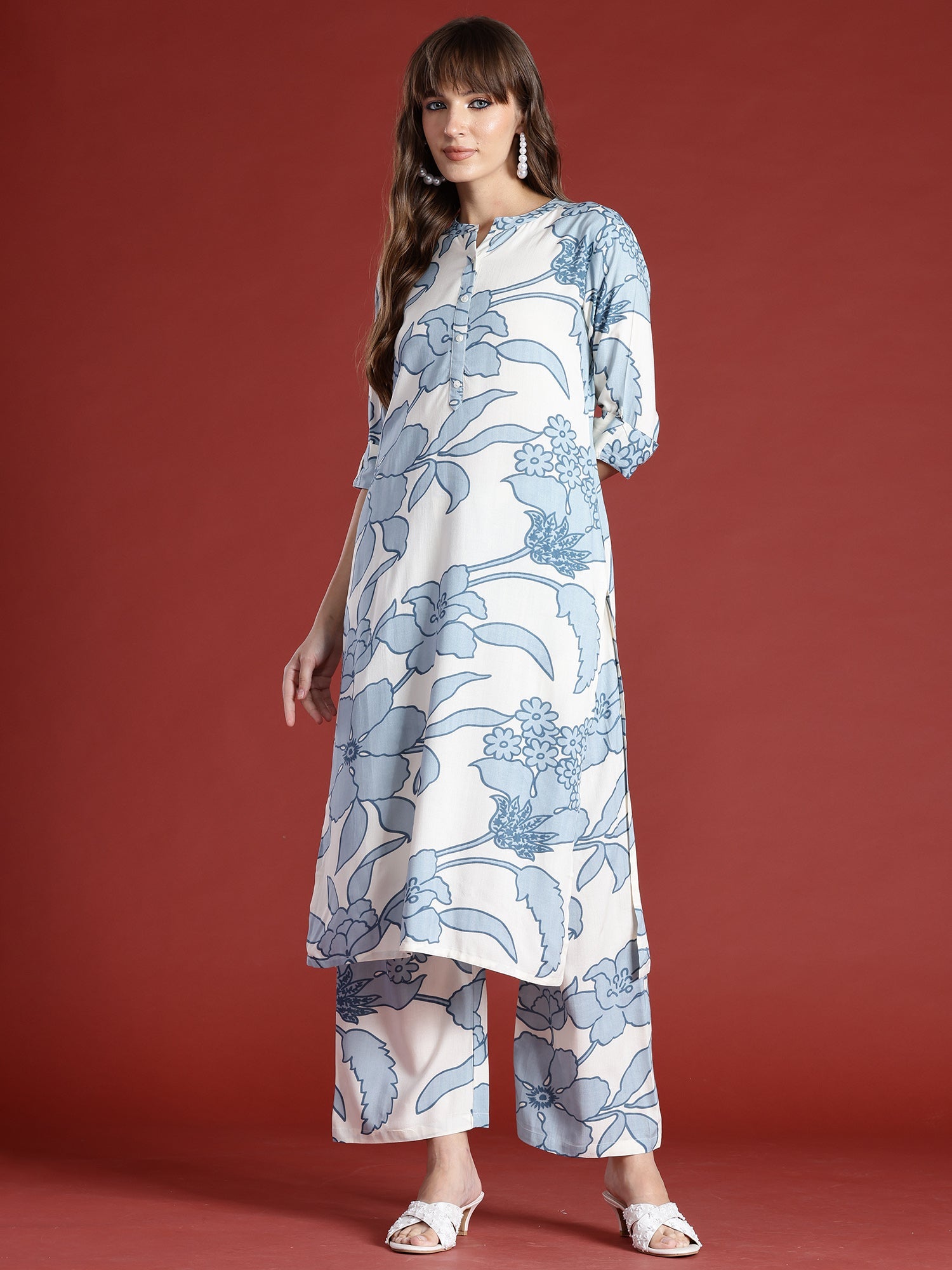 indo era, suit, kurta set for women, indo era kurta, kurta sets for ladies, summer dresses for women, 3 piece suit, cotton kurta set for women, new arrivals, women kurti plazo set, women in suit, kurta suit, floral kurta, short suit, spring summer, Off White suit