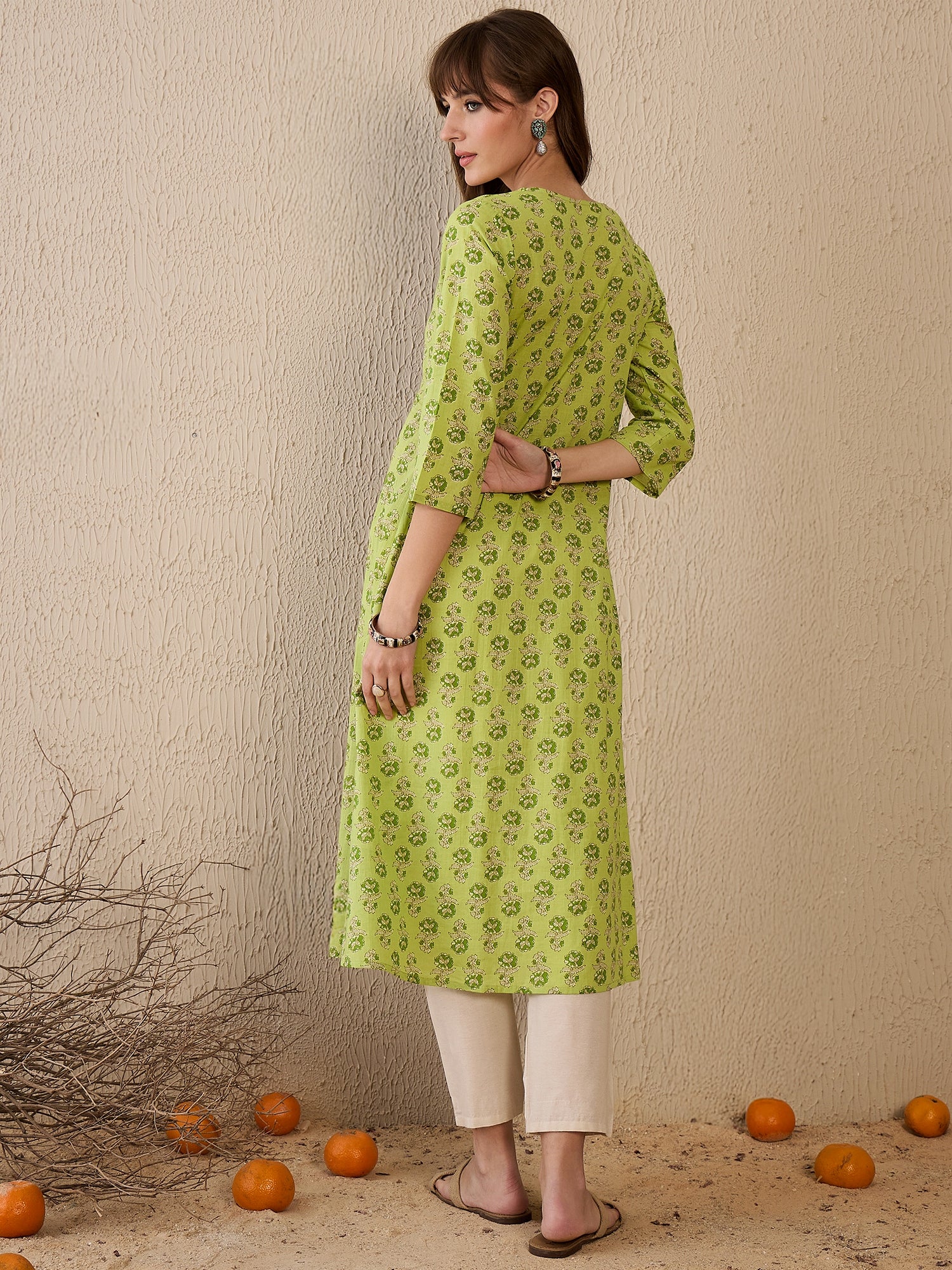 indo era, suit, kurta set for women, indo era kurta, kurta sets for ladies, summer dresses for women, 3 piece suit, cotton kurta set for women, new arrivals, women kurti plazo set, women in suit, kurta suit, floral kurta, short suit, spring summer, Green kurta