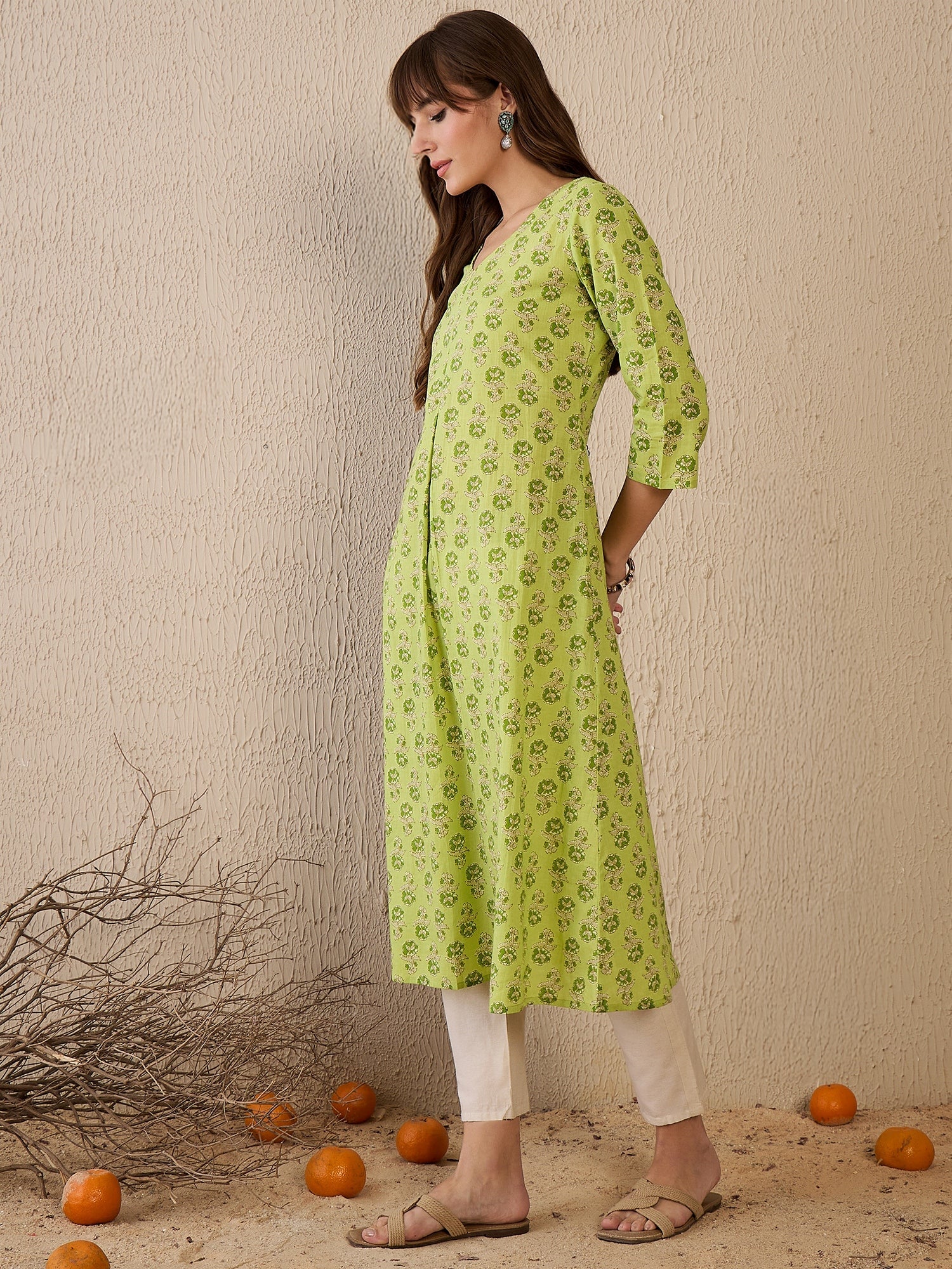 indo era, suit, kurta set for women, indo era kurta, kurta sets for ladies, summer dresses for women, 3 piece suit, cotton kurta set for women, new arrivals, women kurti plazo set, women in suit, kurta suit, floral kurta, short suit, spring summer, Green kurta