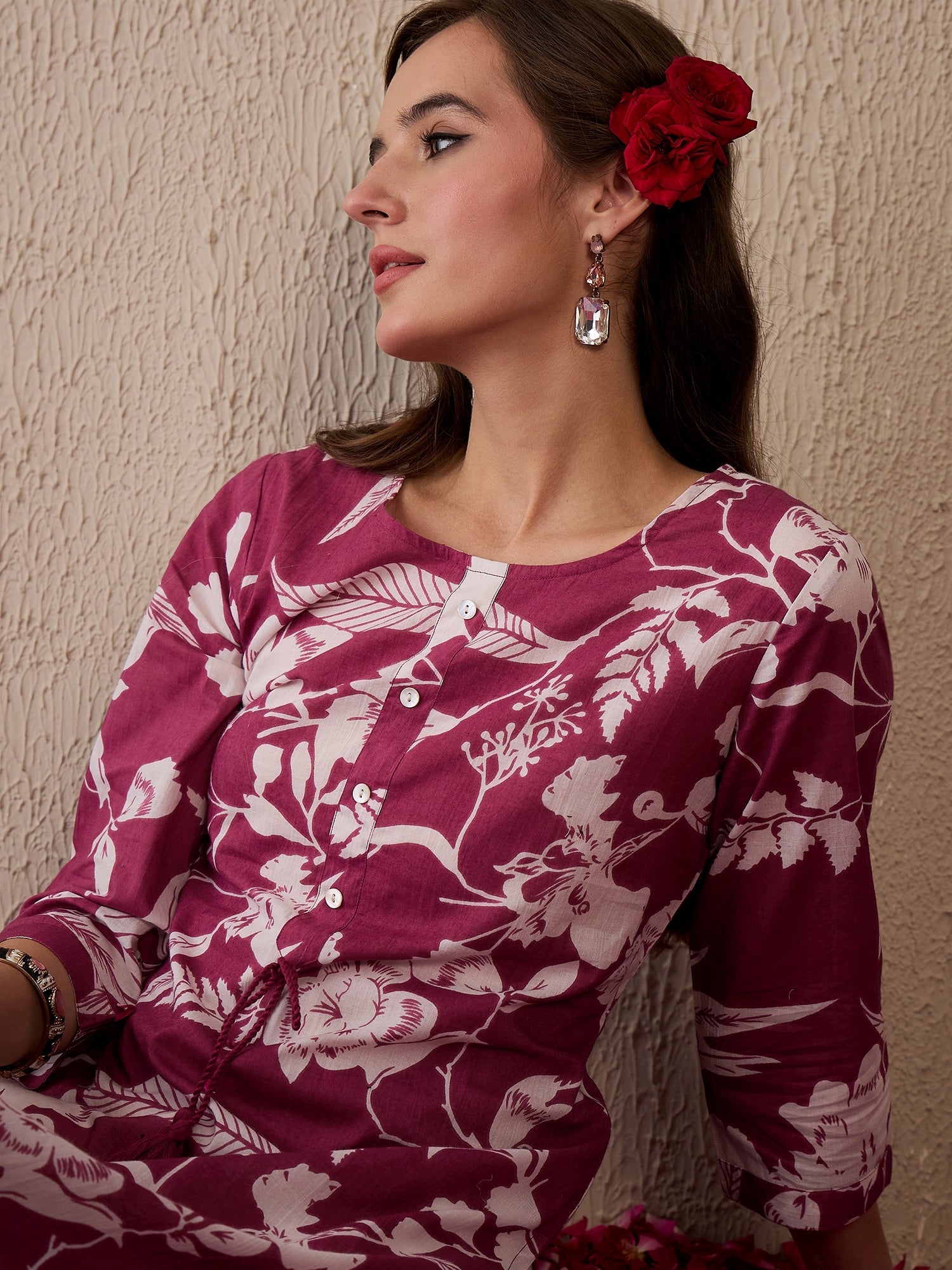 indo era, suit, kurta set for women, indo era kurta, kurta sets for ladies, summer dresses for women, 3 piece suit, cotton kurta set for women, new arrivals, women kurti plazo set, women in suit, kurta suit, floral kurta, short suit, spring summer, Pink kurta