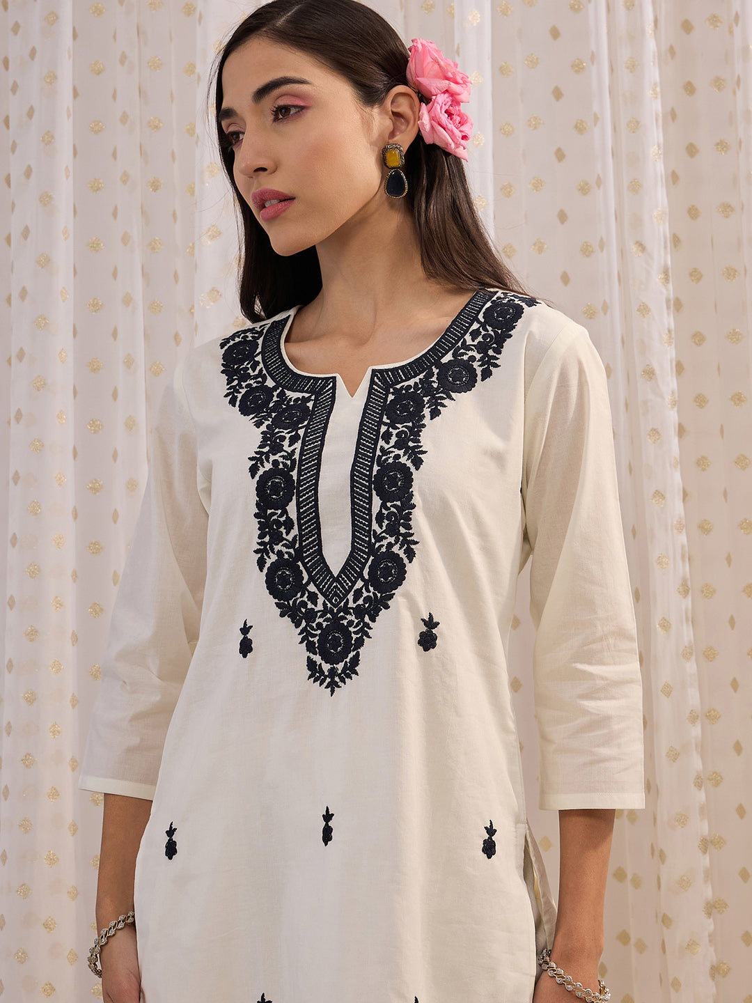 White Kurtas  For women,indo era, indoera, kurta set for women, women kurta set, women suit, summer wear for women, festive suit for women, mother's day outfit, dress for mother, mother's day special, kurta set for women, kurta for women, kurta trouser and dupatta