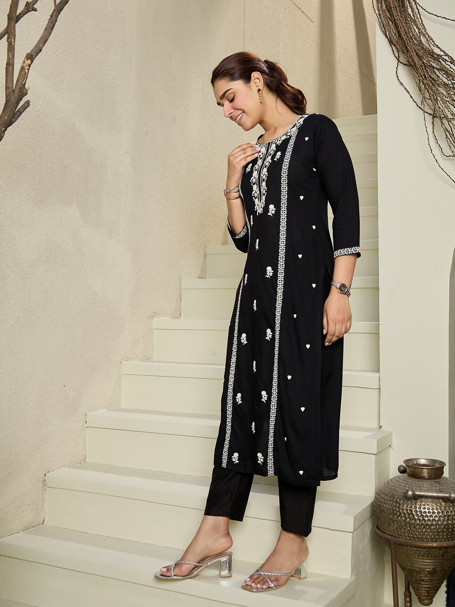 indo era, indo era kurta set, indo era suit, Kurta Set, Kurta set for women, cotton kurta set, indo era kurta set for women, Anarkali Kurta Set, Palazzo Kurta Set, Sleeveless Kurta, Embroidered Kurta, New Arrivals, Work wear, Dress, Best seller, Heeramandi dress, Summer sale, Summer suit, Wedding collection, Special offer, plus size, Spring summer, party wear, Summer Special, Printed Kurta, wedding wear, outfit ideas, Straight Kurta, Cotton Outfit, A line dress, dress for women,Black kurta set