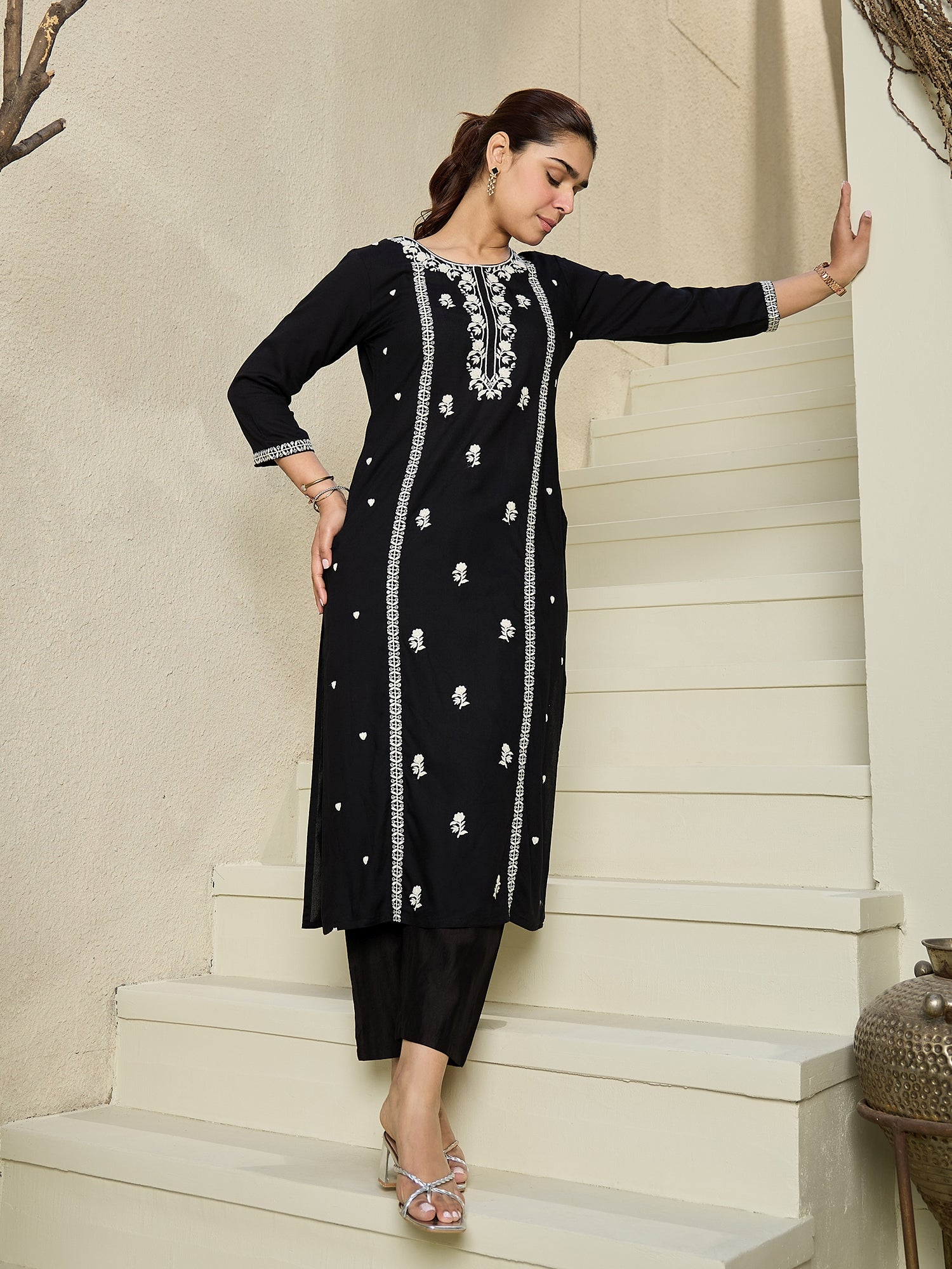indo era, indo era kurta set, indo era suit, Kurta Set, Kurta set for women, cotton kurta set, indo era kurta set for women, Anarkali Kurta Set, Palazzo Kurta Set, Sleeveless Kurta, Embroidered Kurta, New Arrivals, Work wear, Dress, Best seller, Heeramandi dress, Summer sale, Summer suit, Wedding collection, Special offer, plus size, Spring summer, party wear, Summer Special, Printed Kurta, wedding wear, outfit ideas, Straight Kurta, Cotton Outfit, A line dress, dress for women,Black kurta set