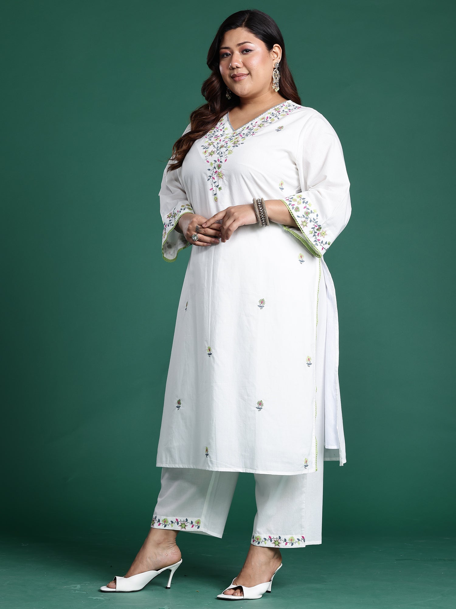 indo era, suit, kurta set for women, indo era kurta, kurta sets for ladies, summer dresses for women, 3 piece suit, cotton kurta set for women, new arrivals, women kurti plazo set, women in suit, kurta suit, floral kurta, short suit, spring summer, White suit