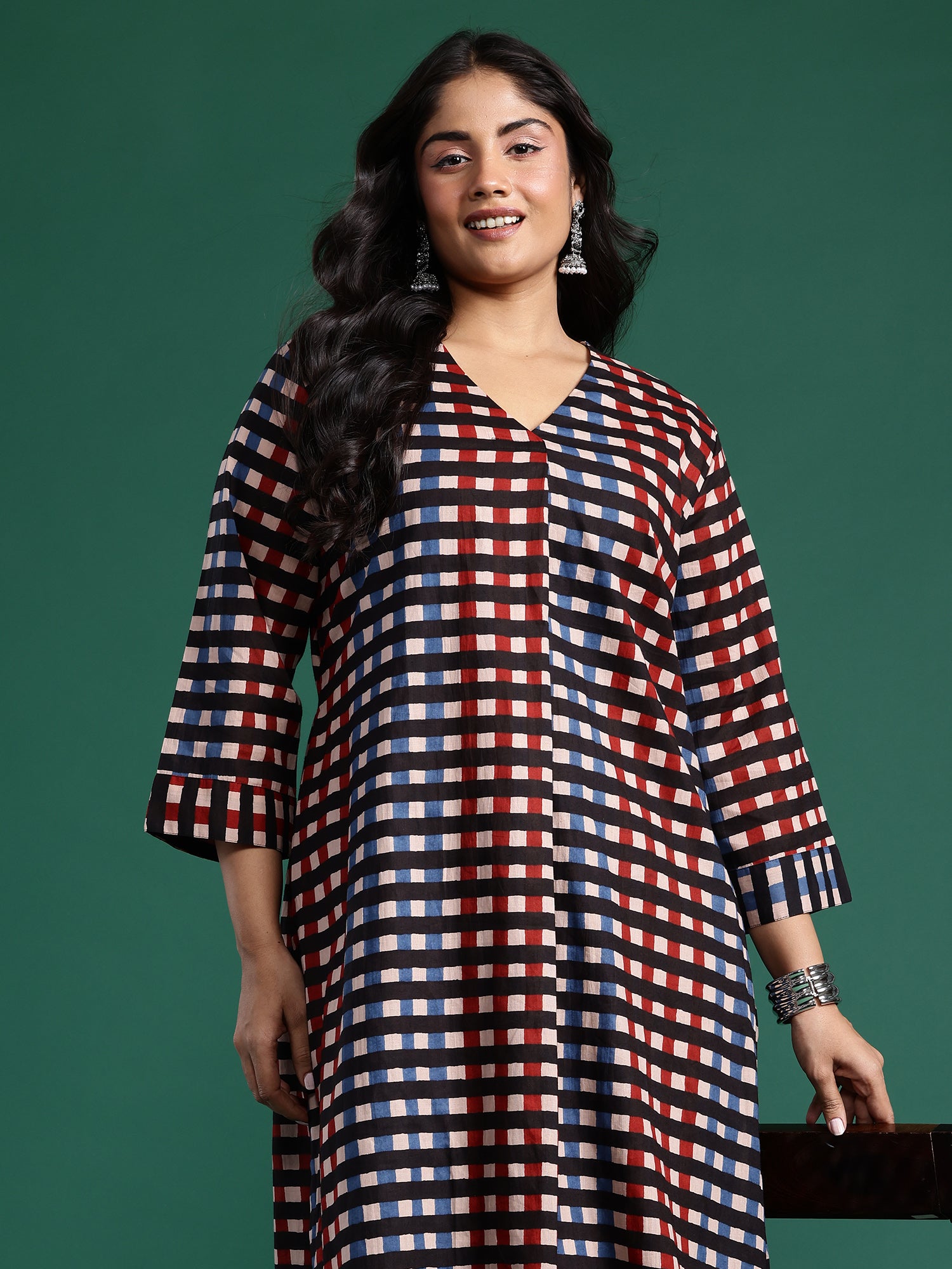 Plus Size Multi Printed Straight Kurta Trousers set