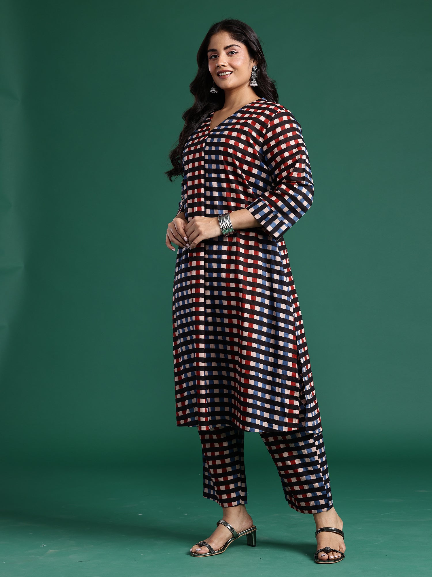Plus Size Multi Printed Straight Kurta Trousers set