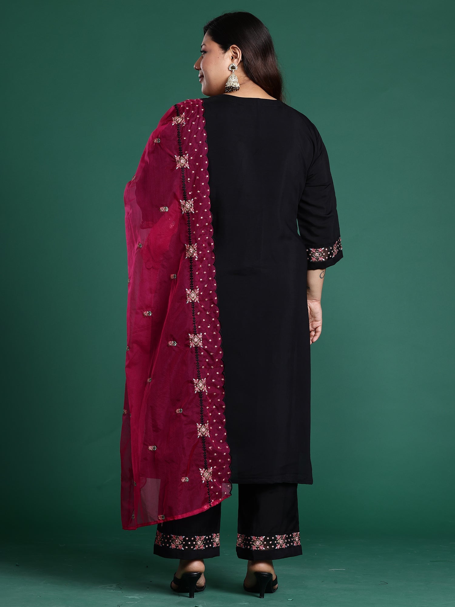 indo era, suit, kurta set for women, indo era kurta, kurta sets for ladies, summer dresses for women, 3 piece suit, cotton kurta set for women, new arrivals, women kurti plazo set, women in suit, kurta suit, floral kurta, short suit, spring summer, Black suit