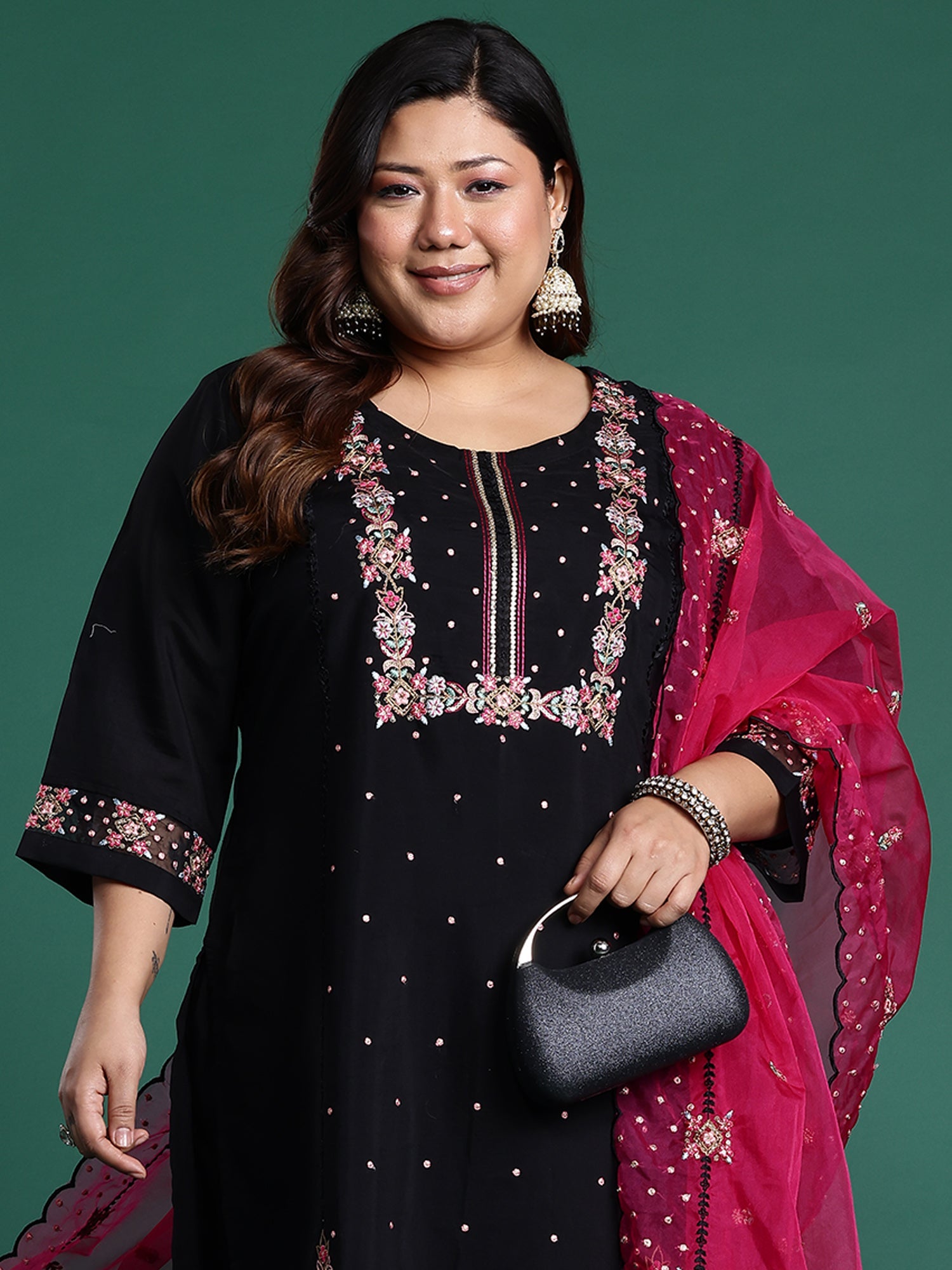 indo era, suit, kurta set for women, indo era kurta, kurta sets for ladies, summer dresses for women, 3 piece suit, cotton kurta set for women, new arrivals, women kurti plazo set, women in suit, kurta suit, floral kurta, short suit, spring summer, Black suit
