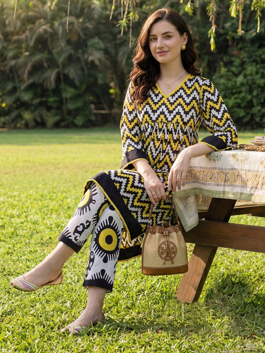 Indo Era Multi Printed A-Line Kurta Trousers  Set