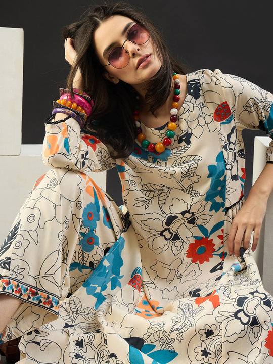 Multi Printed Straight Kurta Trouser set