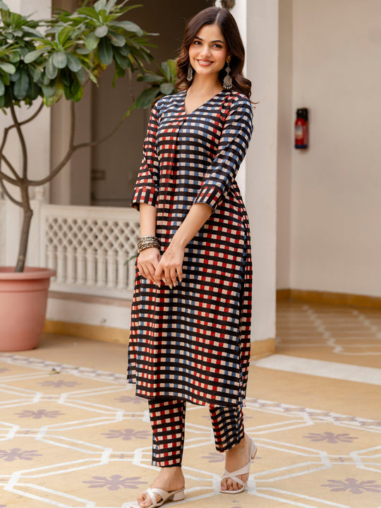 Multi Printed Straight Kurta Trouser Set