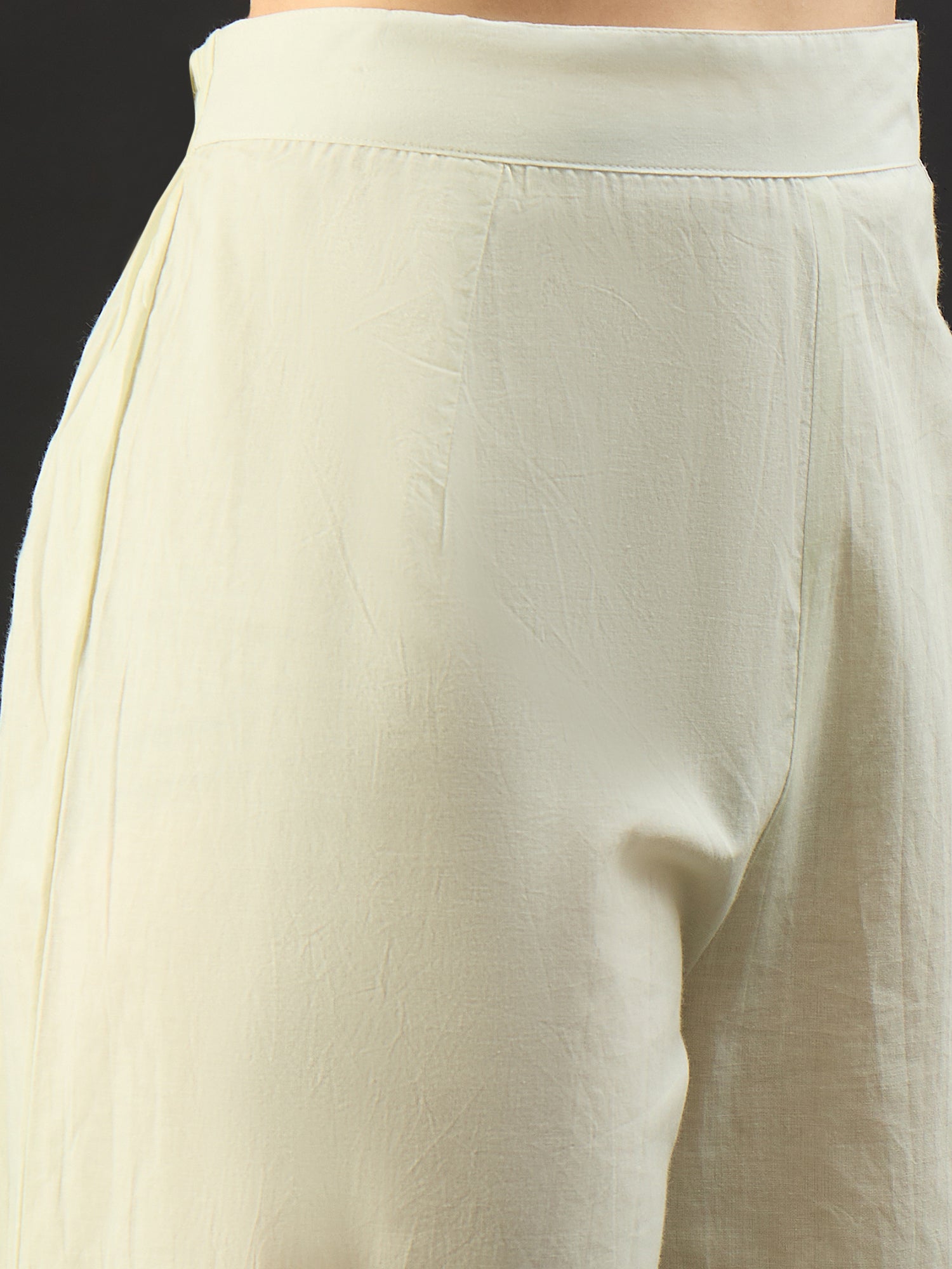 Off White Printed Pure Cotton A-Line Kurta Trouser Set