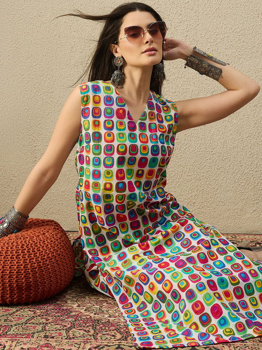 Multi Printed Pure Cotton Straight Kurta Trouser Set