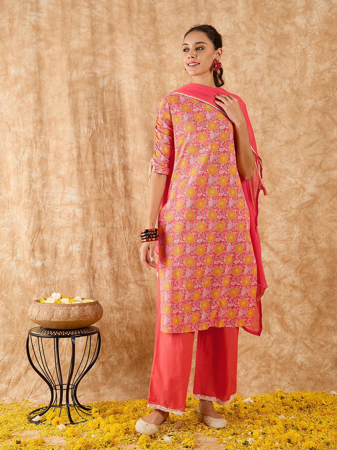 Pink Kurta Sets  For women,indo era, indoera, kurta set for women, women kurta set, women suit, summer wear for women, cotton suit set, women cotton kurta, cotton kurta with dupatta