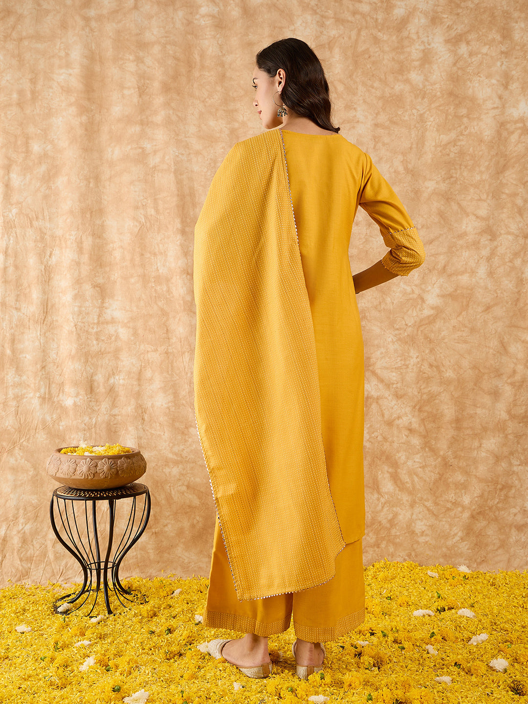 Yellow Kurta Sets  For women,indo era, indoera, kurta set for women, women kurta set, women suit, summer wear for women, festive suit for women, mother's day outfit, dress for mother, mother's day special, kurta set for women, kurta for women, kurta trouser and dupatta