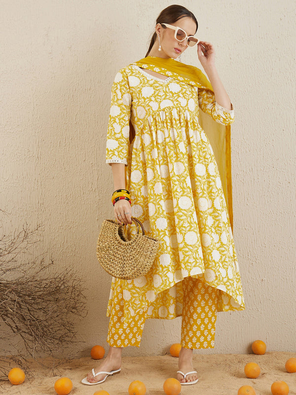 Yellow Kurta Sets  For women,indo era, indoera, kurta set for women, women kurta set, women suit, summer wear for women, festive suit for women, mother's day outfit, dress for mother, mother's day special, kurta set for women, kurta for women, kurta trouser and dupatta