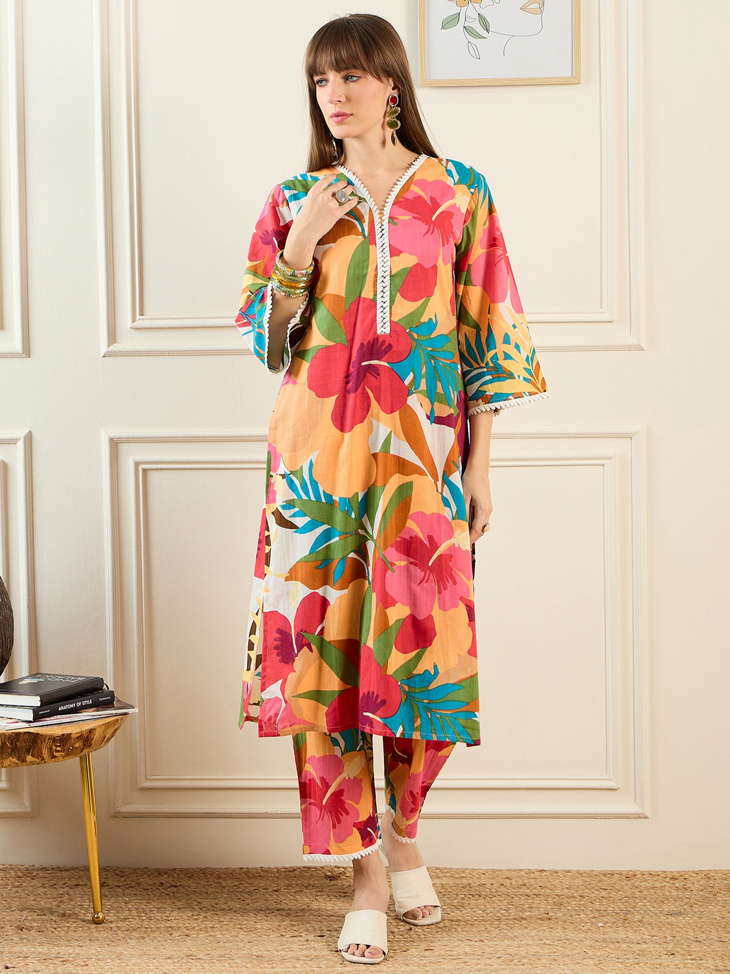 Indo Era Multi Printed Straight Kurta Trousers set