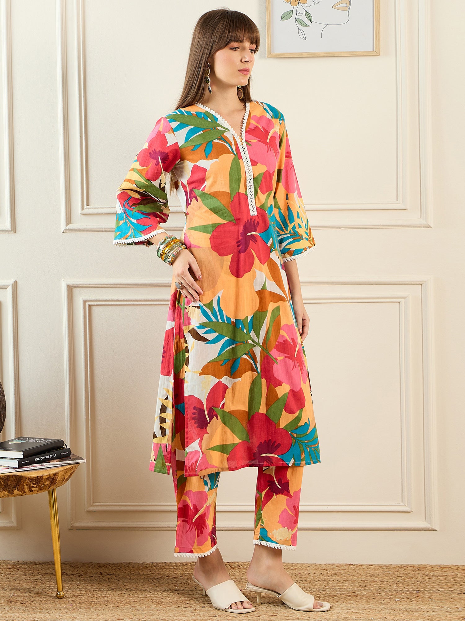 Indo Era Multi Printed Straight Kurta Trousers set